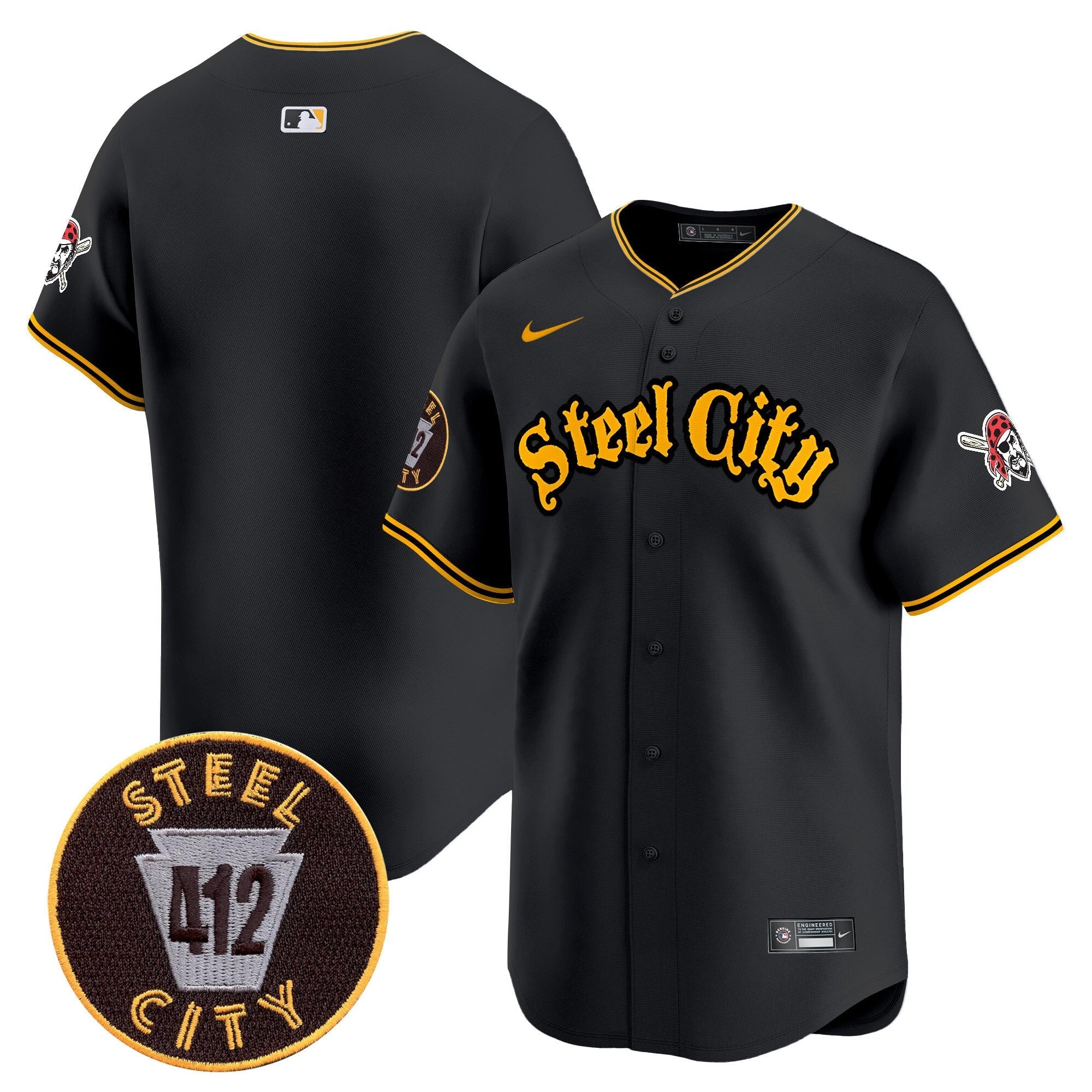 Men's Pittsburgh Pirates 412 Patch Vapor Premier Limited Jersey - All Stitched