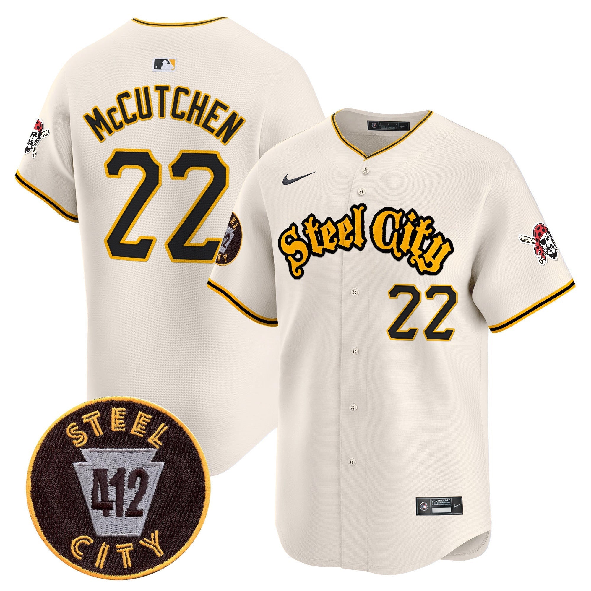 Men's Pittsburgh Pirates 412 Patch Vapor Premier Limited Jersey - All Stitched