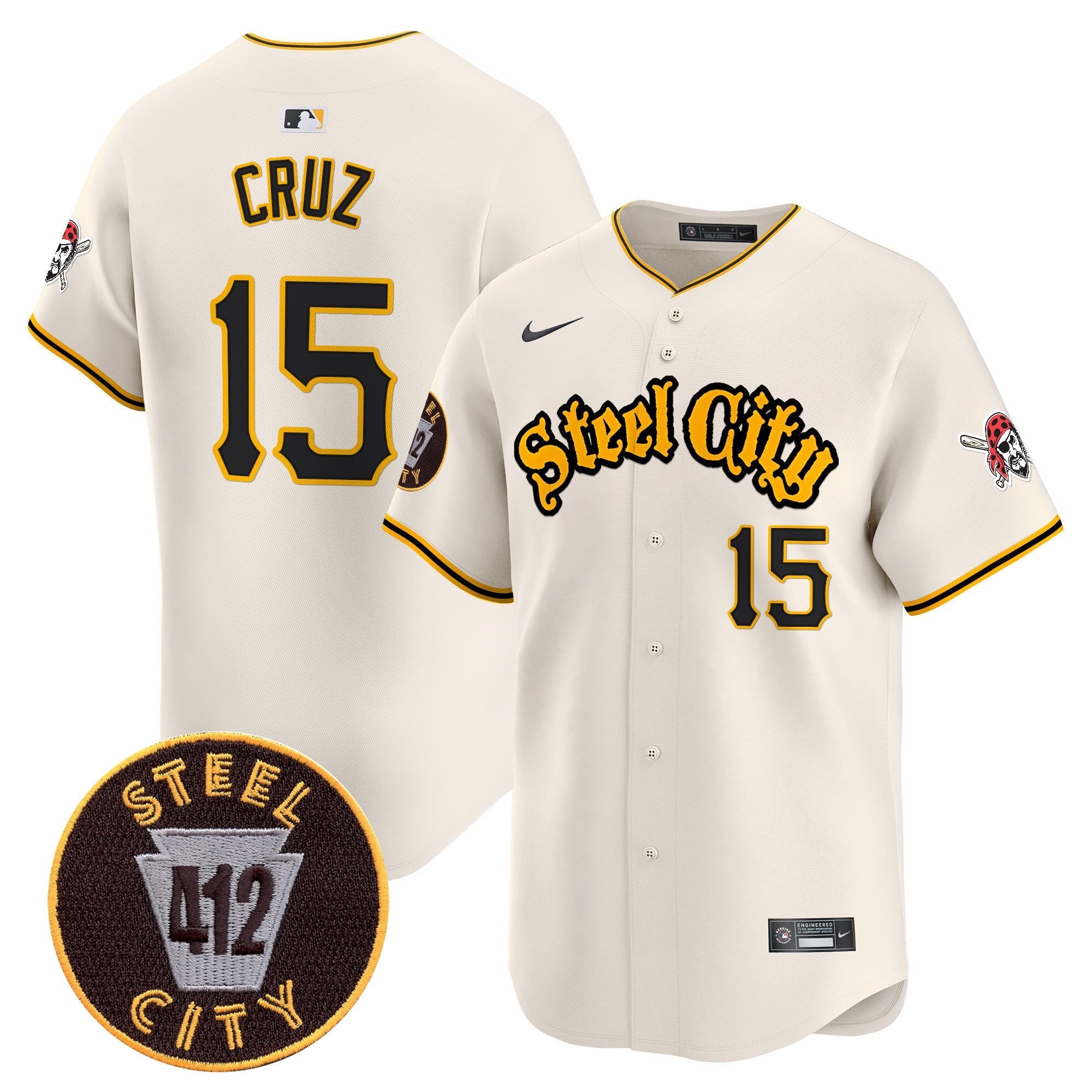 Men's Pittsburgh Pirates 412 Patch Vapor Premier Limited Jersey - All Stitched
