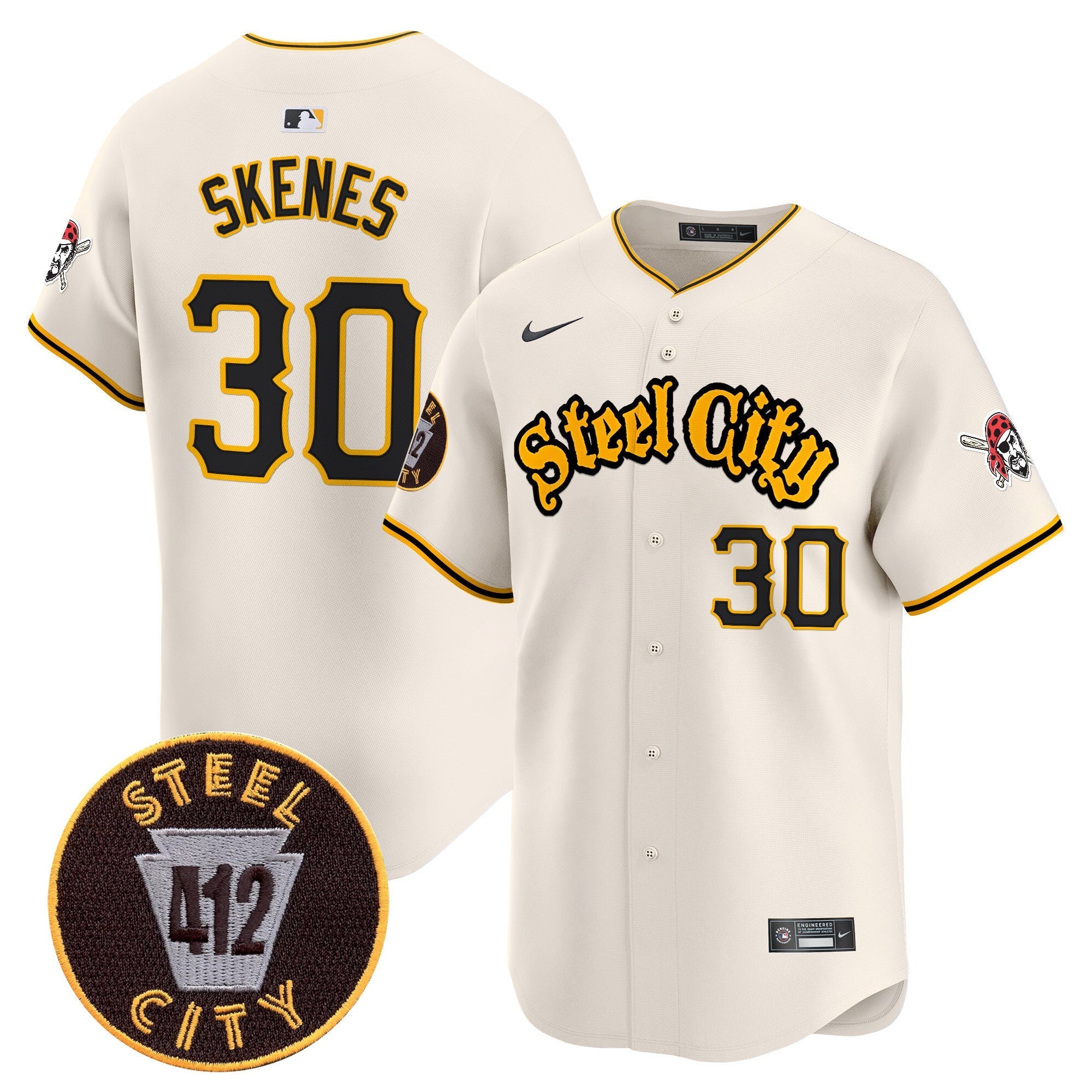 Men's Pittsburgh Pirates 412 Patch Vapor Premier Limited Jersey - All Stitched