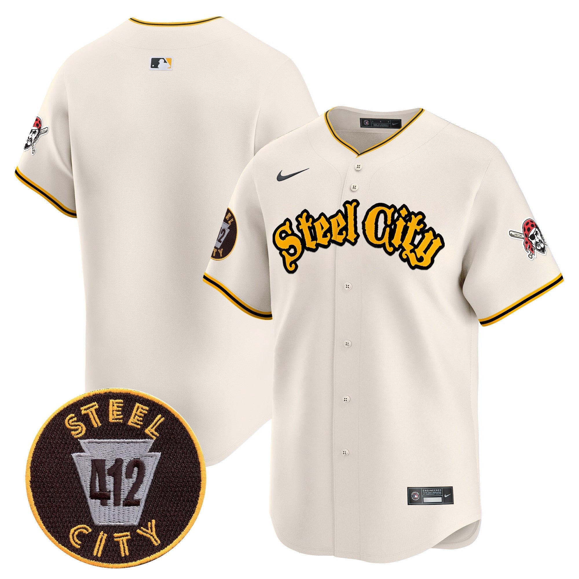 Men's Pittsburgh Pirates 412 Patch Vapor Premier Limited Jersey - All Stitched