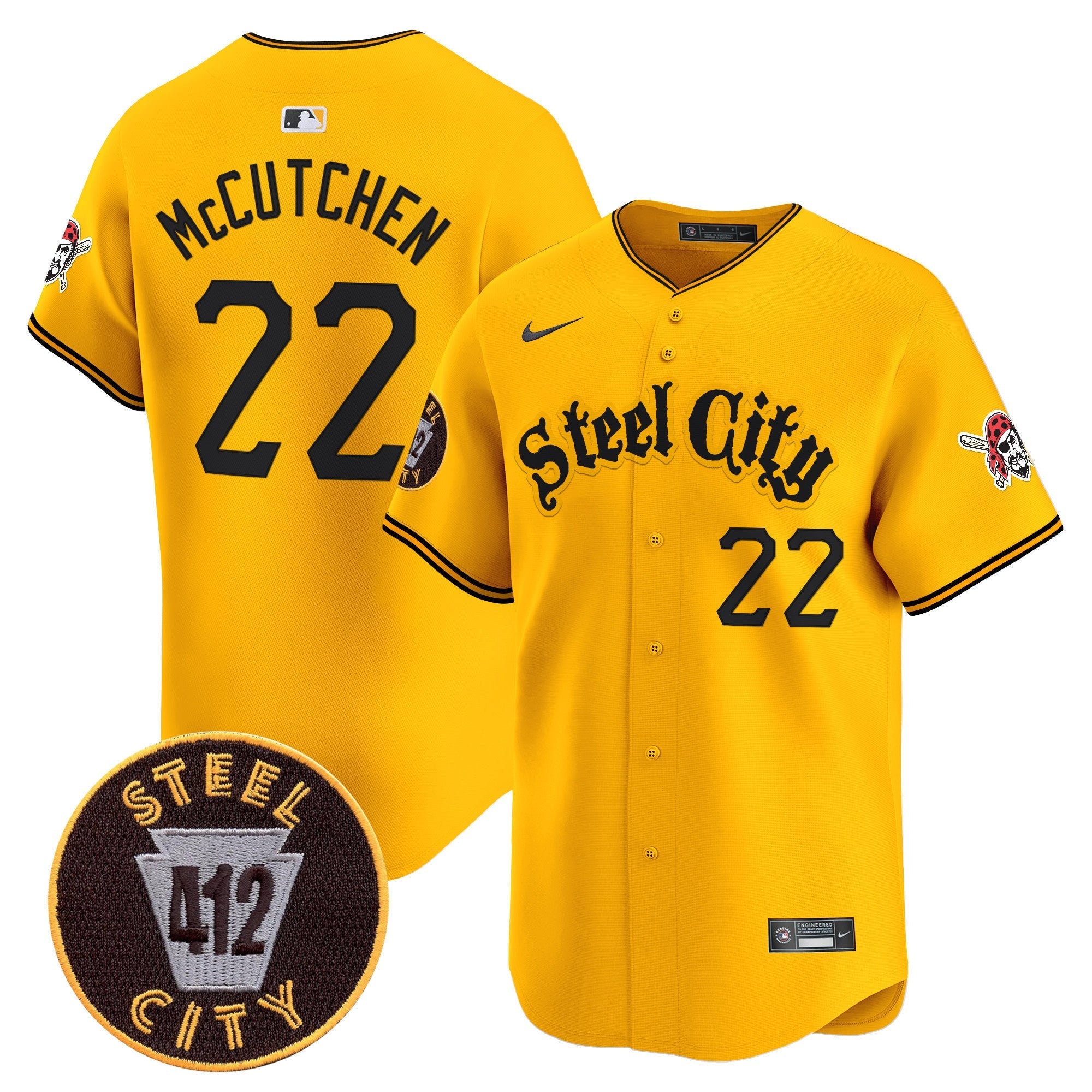 Men's Pittsburgh Pirates 412 Patch Vapor Premier Limited Jersey - All Stitched
