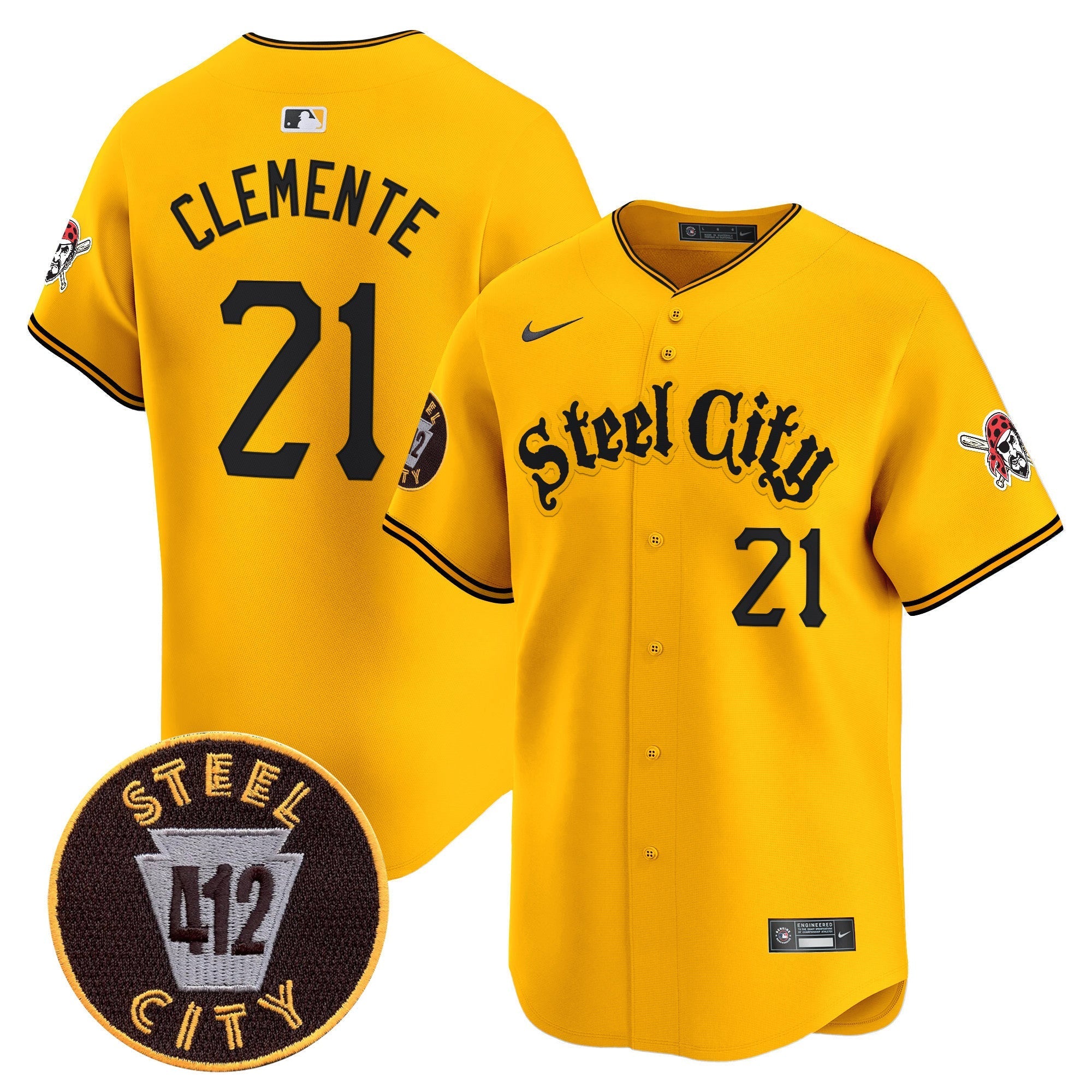 Men's Pittsburgh Pirates 412 Patch Vapor Premier Limited Jersey - All Stitched