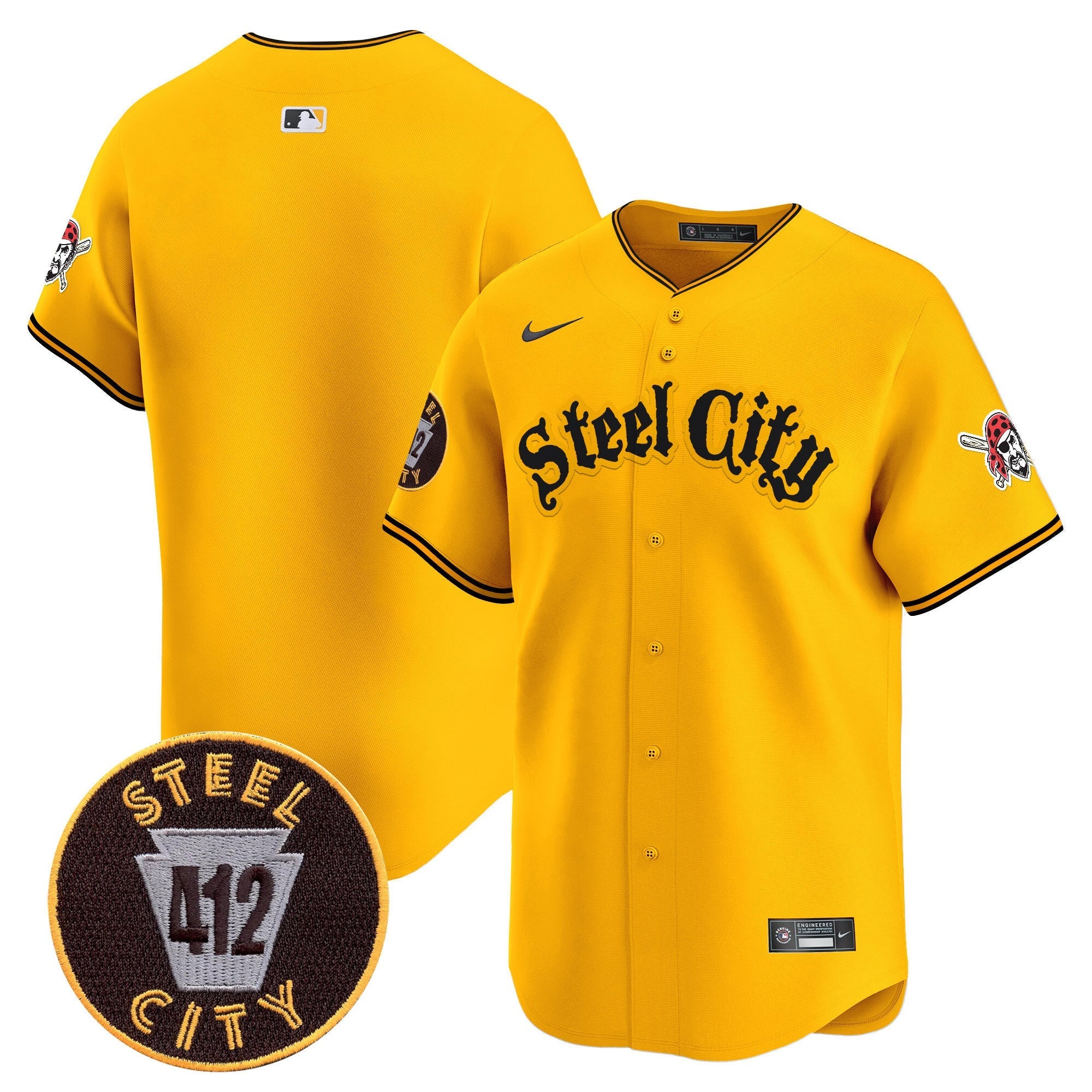 Men's Pittsburgh Pirates 412 Patch Vapor Premier Limited Jersey - All Stitched