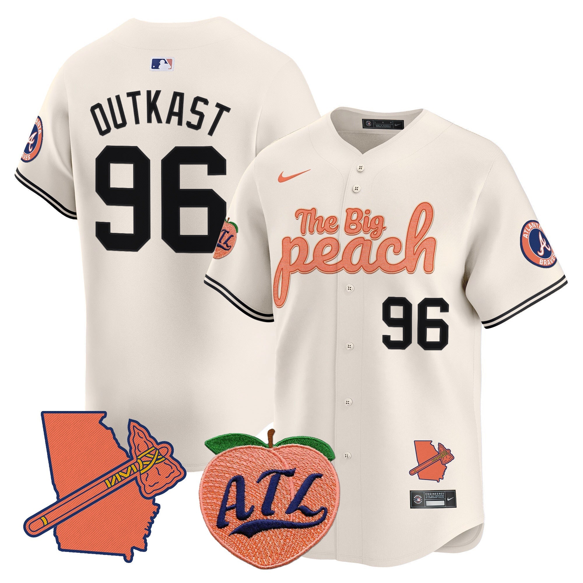 Men's Atlanta Braves The Big Peach Vapor Premier Limited Jersey - All Stitched