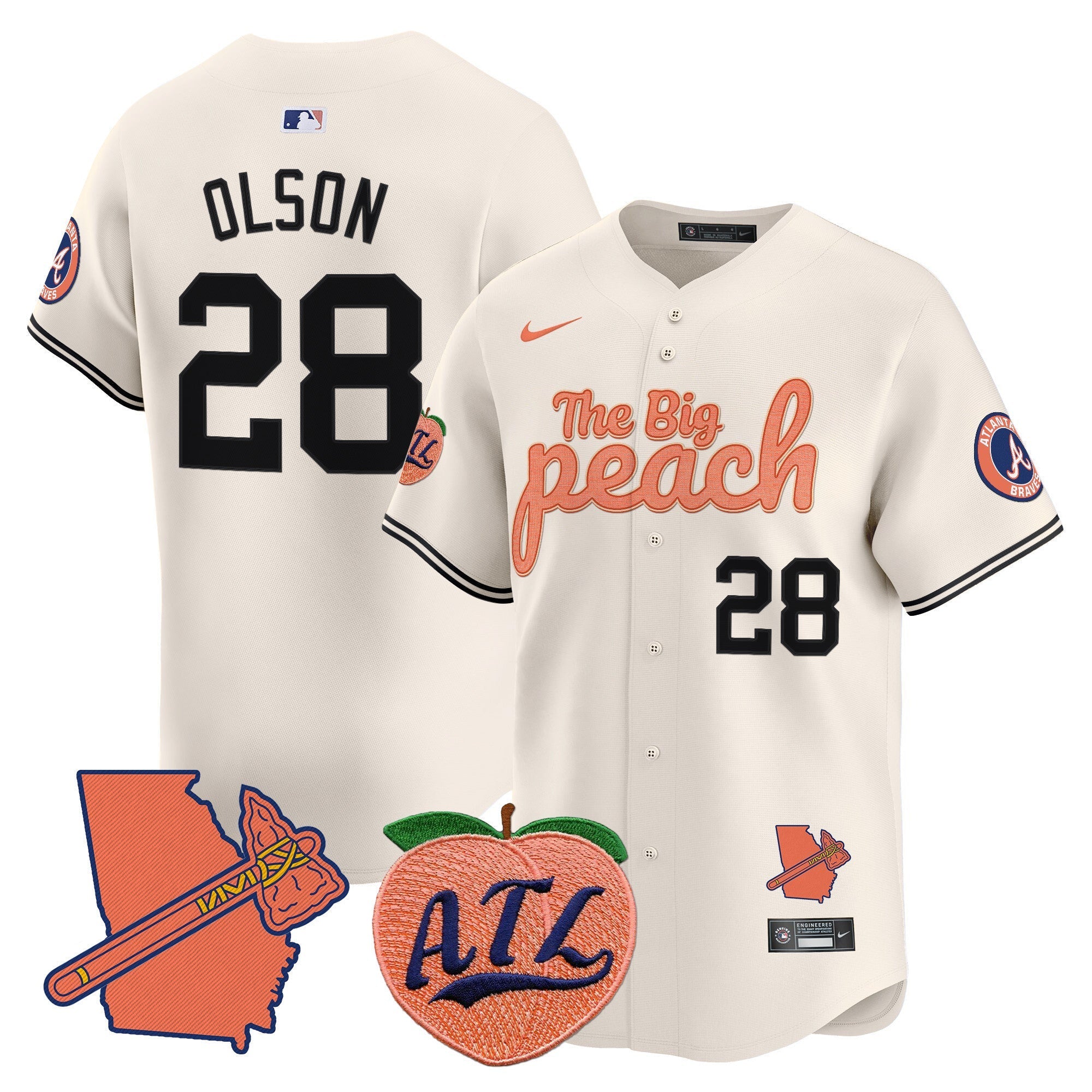 Men's Atlanta Braves The Big Peach Vapor Premier Limited Jersey - All Stitched