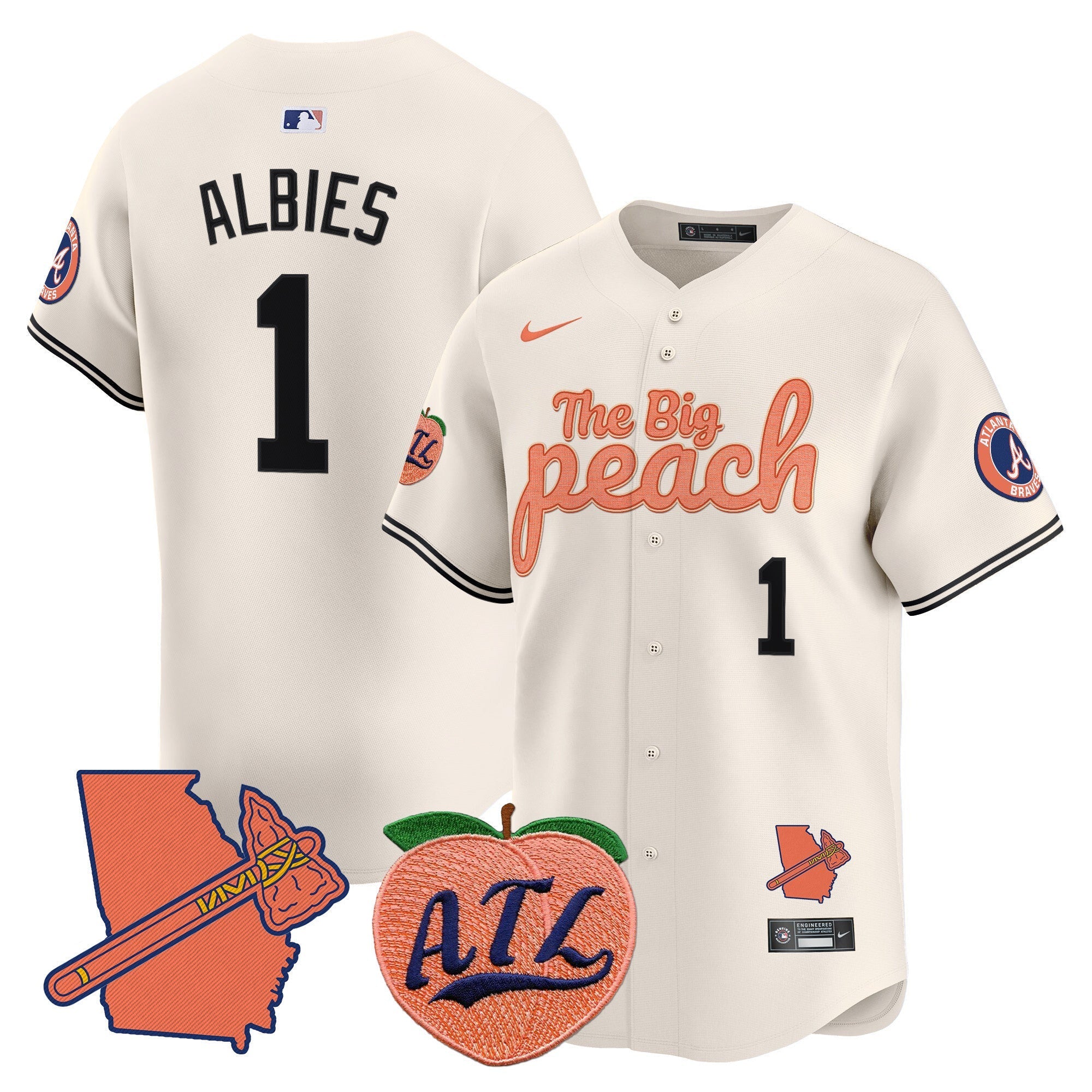 Men's Atlanta Braves The Big Peach Vapor Premier Limited Jersey - All Stitched