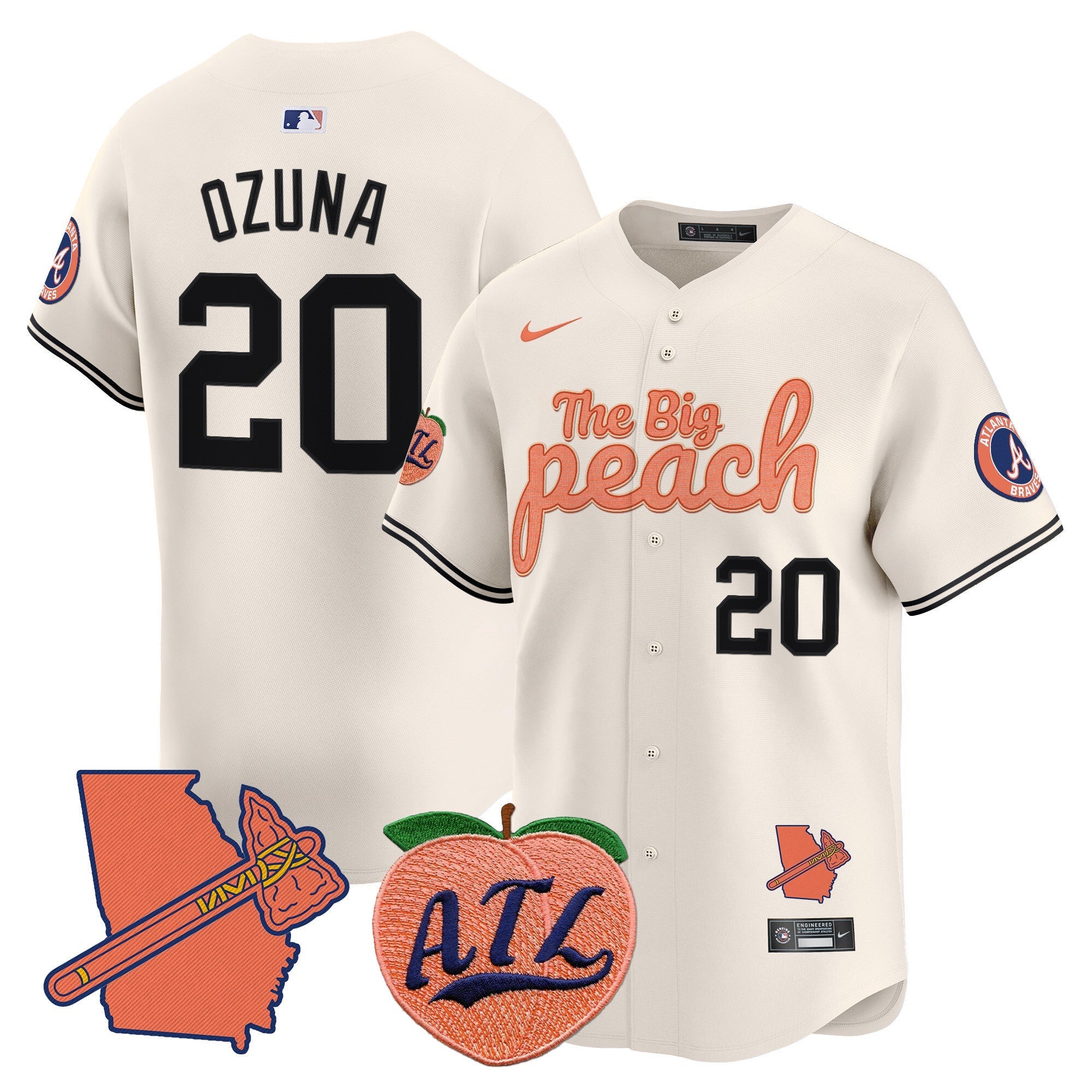 Men's Atlanta Braves The Big Peach Vapor Premier Limited Jersey - All Stitched