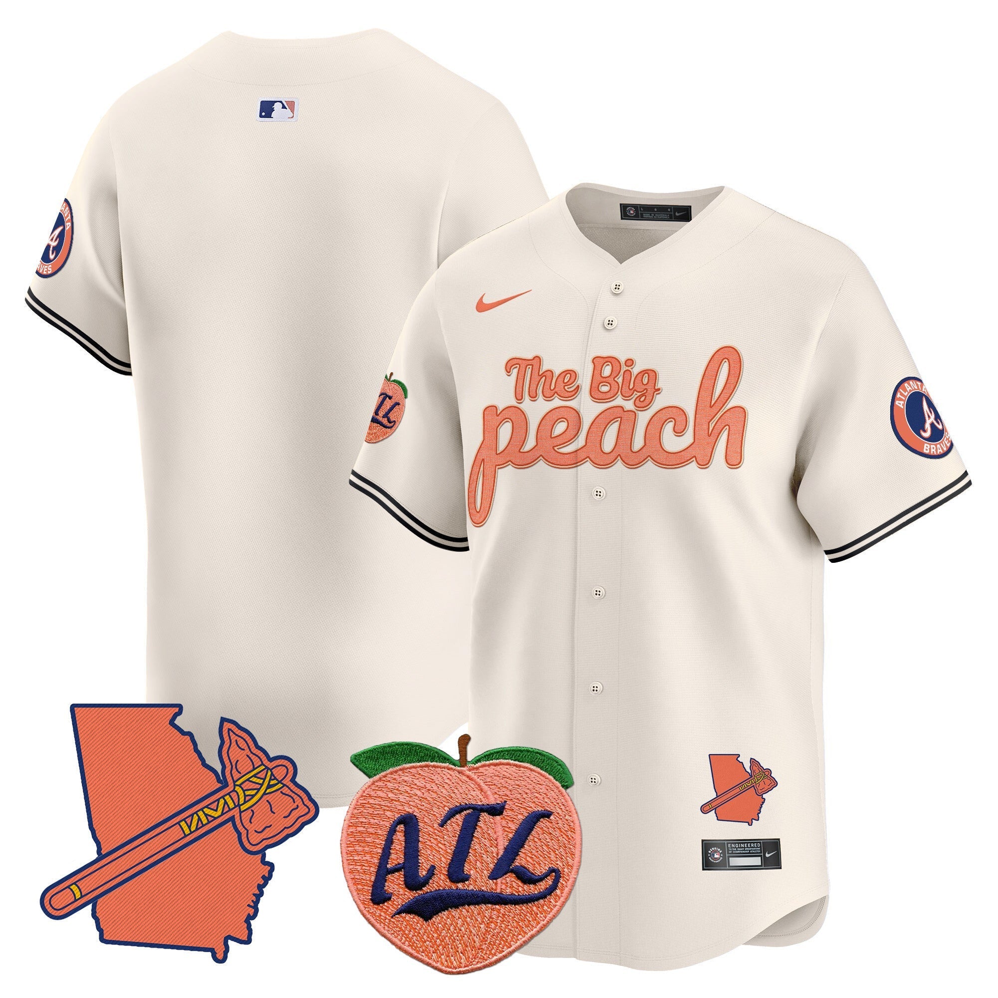Men's Atlanta Braves The Big Peach Vapor Premier Limited Jersey - All Stitched