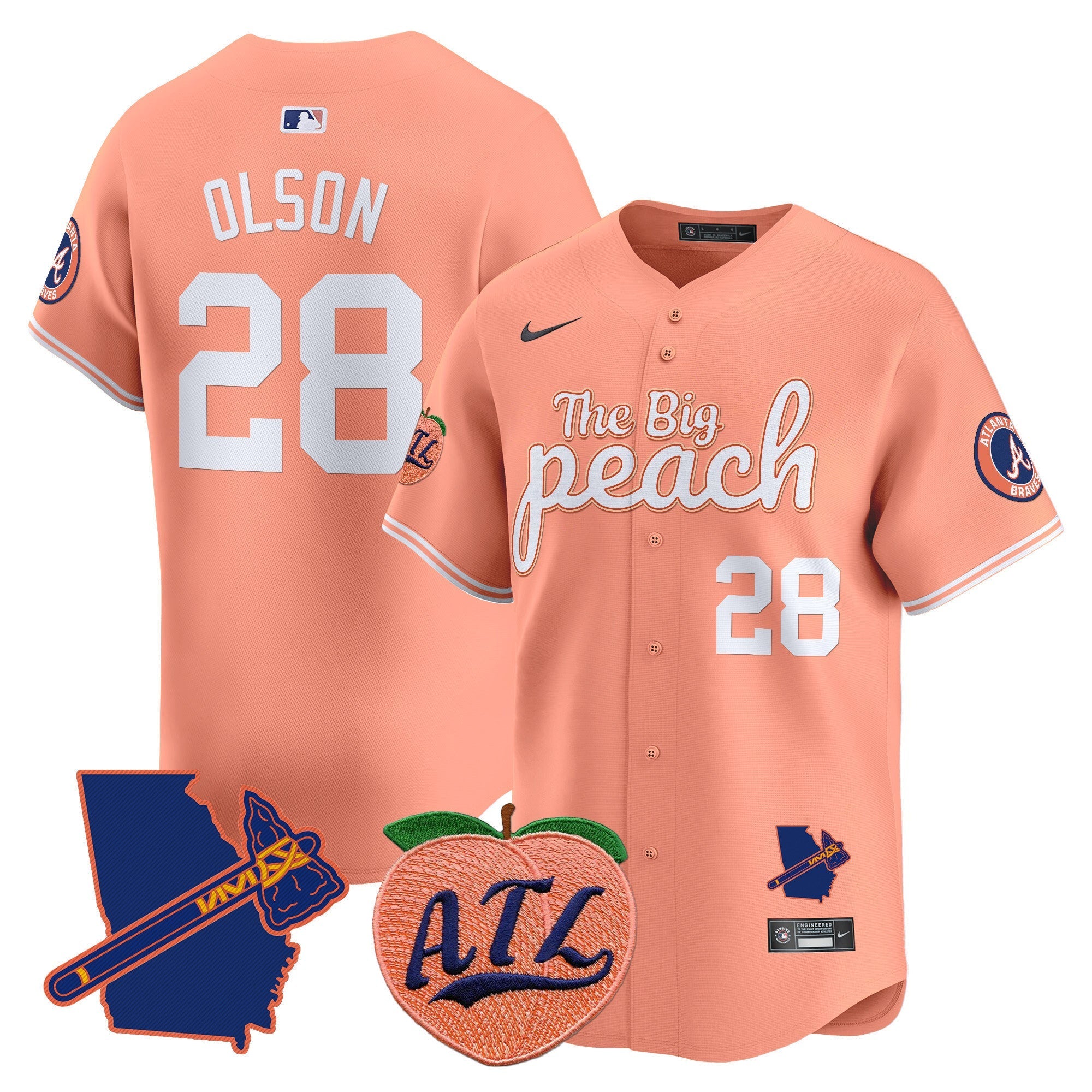 Men's Atlanta Braves The Big Peach Vapor Premier Limited Jersey - All Stitched
