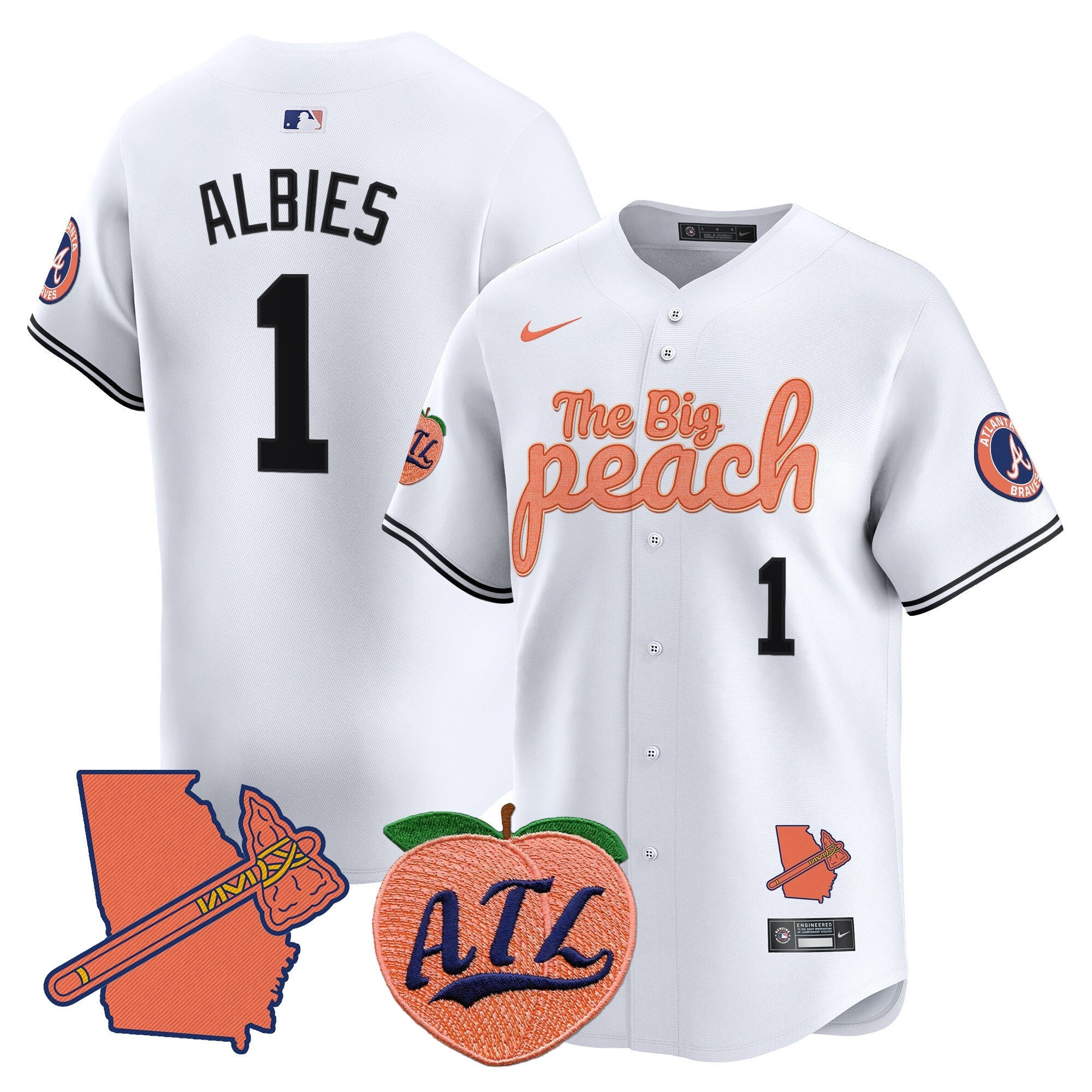 Men's Atlanta Braves The Big Peach Vapor Premier Limited Jersey - All Stitched