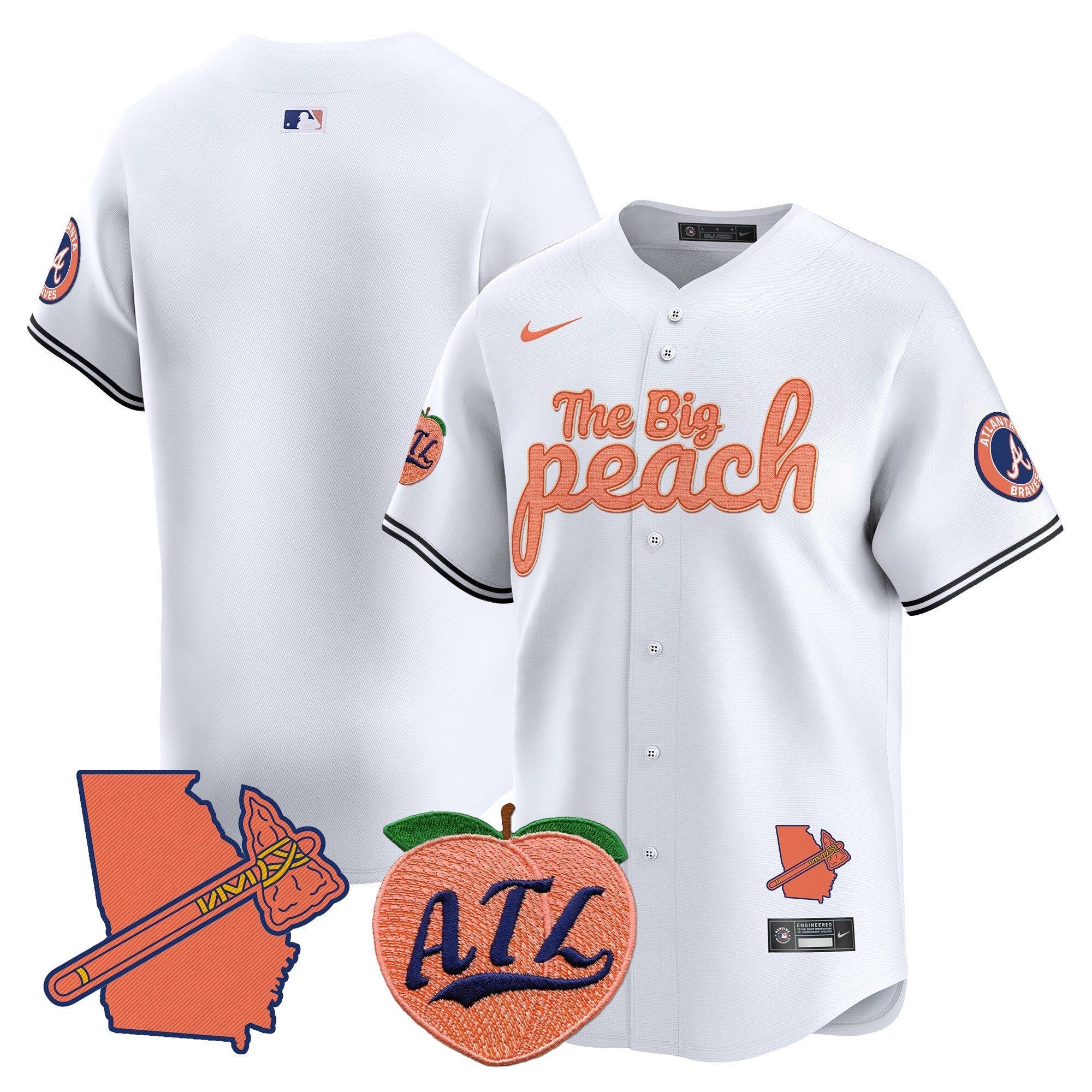 Men's Atlanta Braves The Big Peach Vapor Premier Limited Jersey - All Stitched