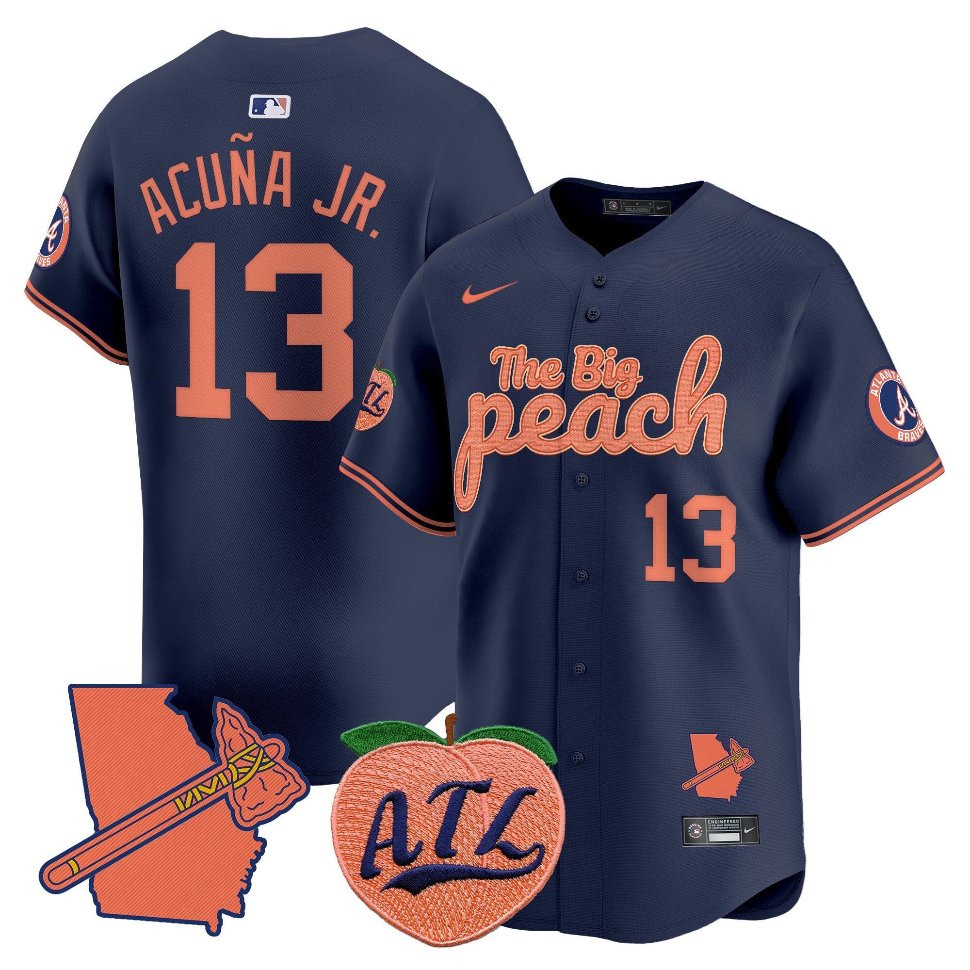 Men's Atlanta Braves The Big Peach Vapor Premier Limited Jersey - All Stitched