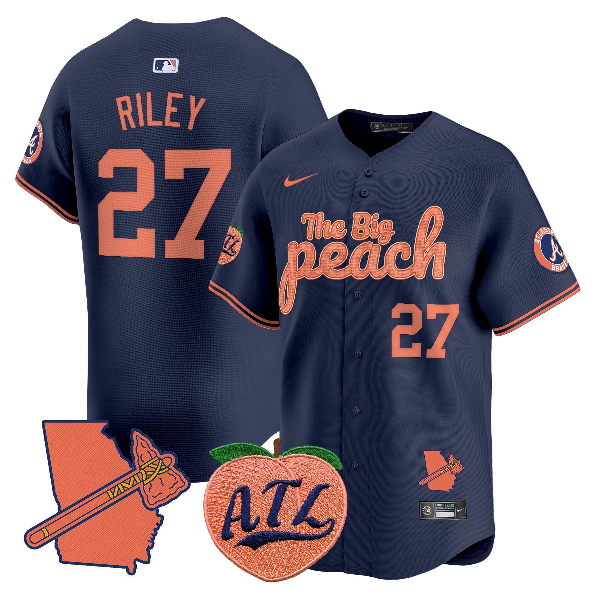 Men's Atlanta Braves The Big Peach Vapor Premier Limited Jersey - All Stitched