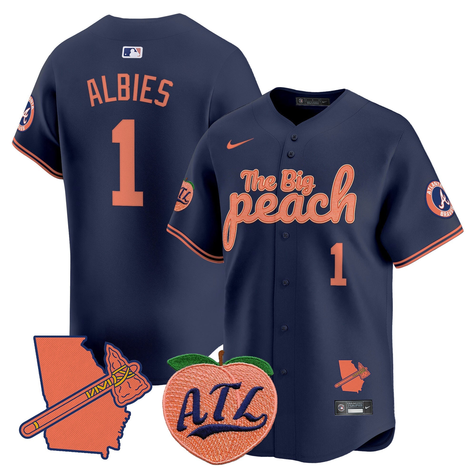 Men's Atlanta Braves The Big Peach Vapor Premier Limited Jersey - All Stitched