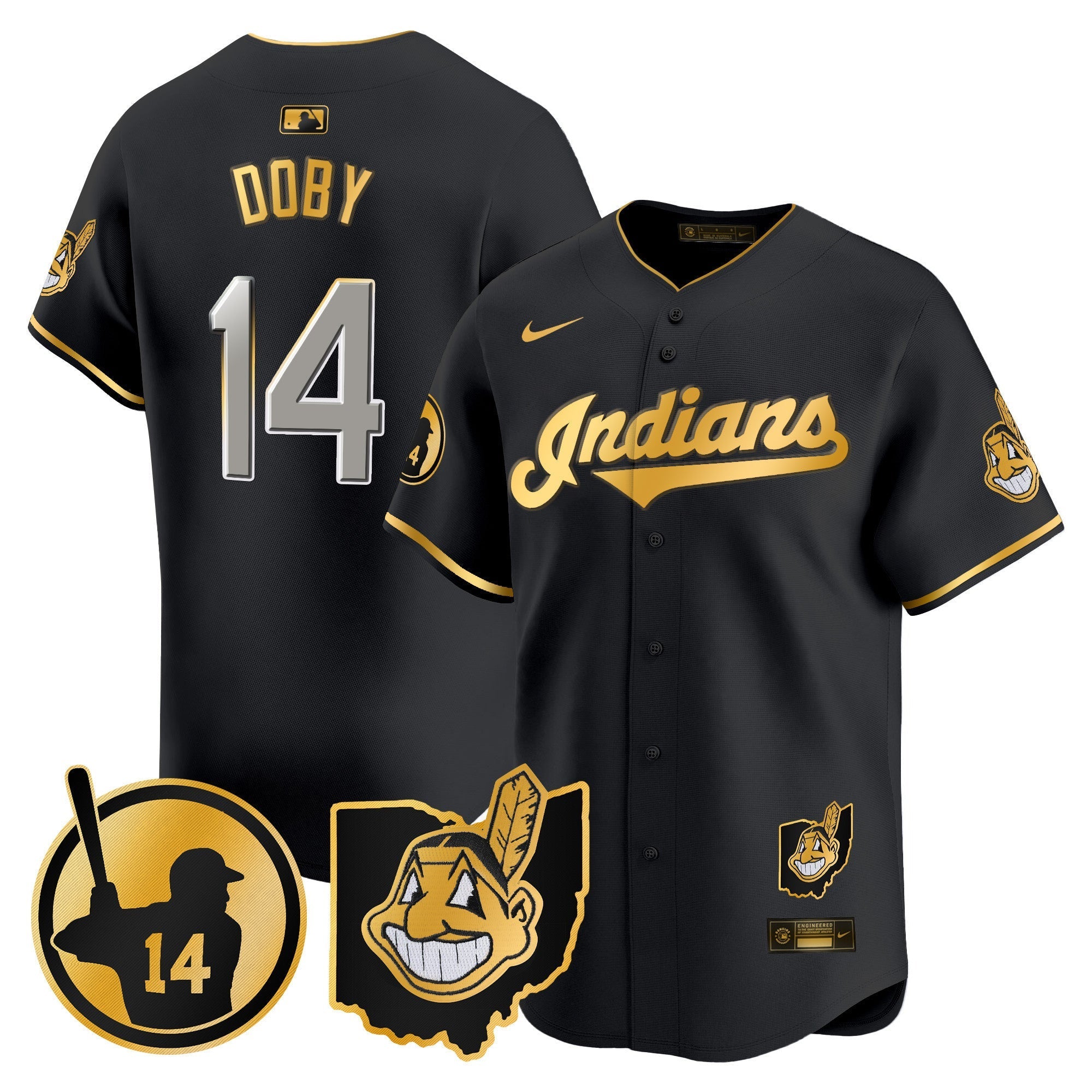 Men's Cleveland Indians Larry Doby Patch Vapor Premier Limited Jersey - All Stitched