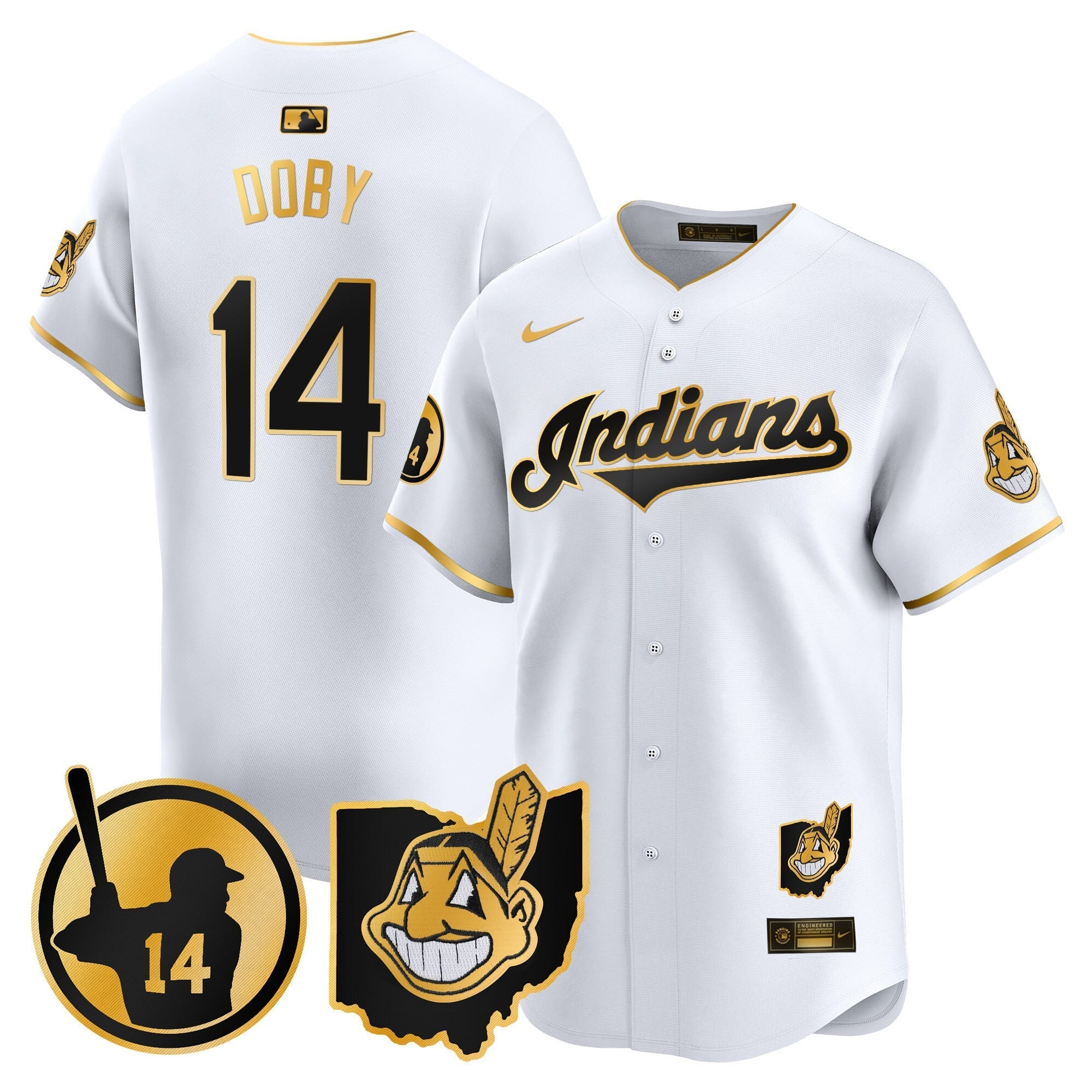 Men's Cleveland Indians Larry Doby Patch Vapor Premier Limited Jersey - All Stitched