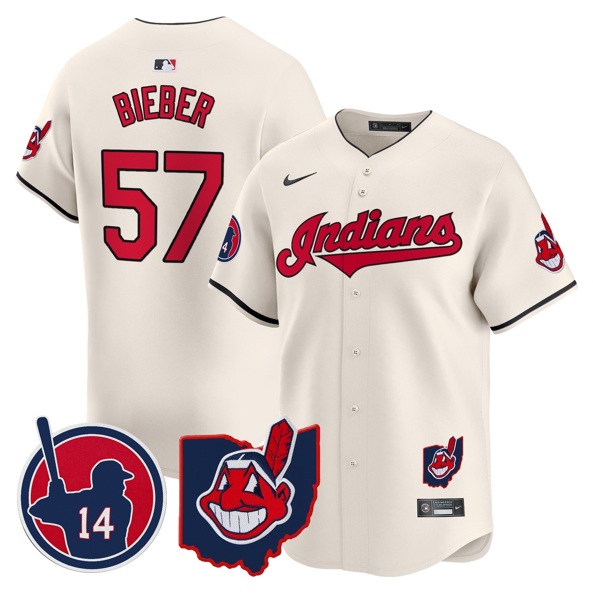 Men's Cleveland Indians Larry Doby Patch Vapor Premier Limited Jersey - All Stitched