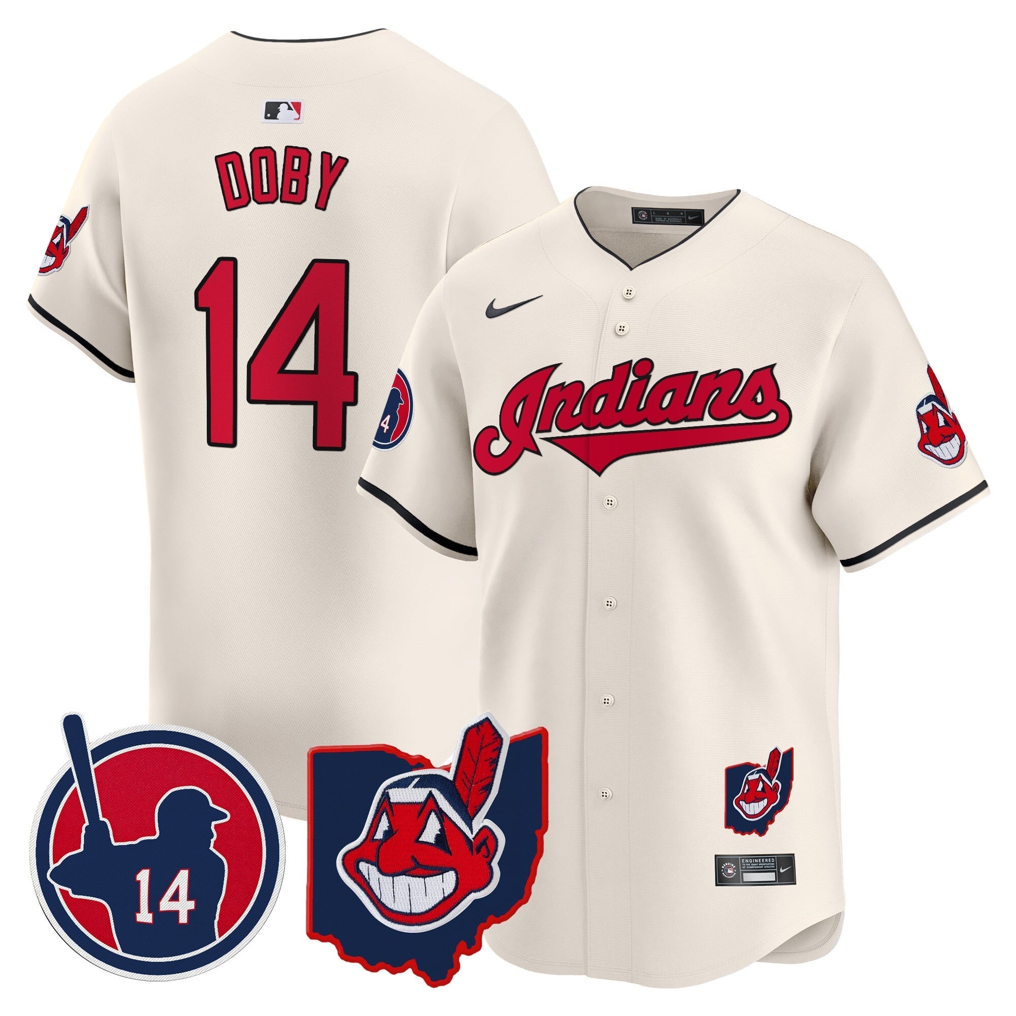 Men's Cleveland Indians Larry Doby Patch Vapor Premier Limited Jersey - All Stitched