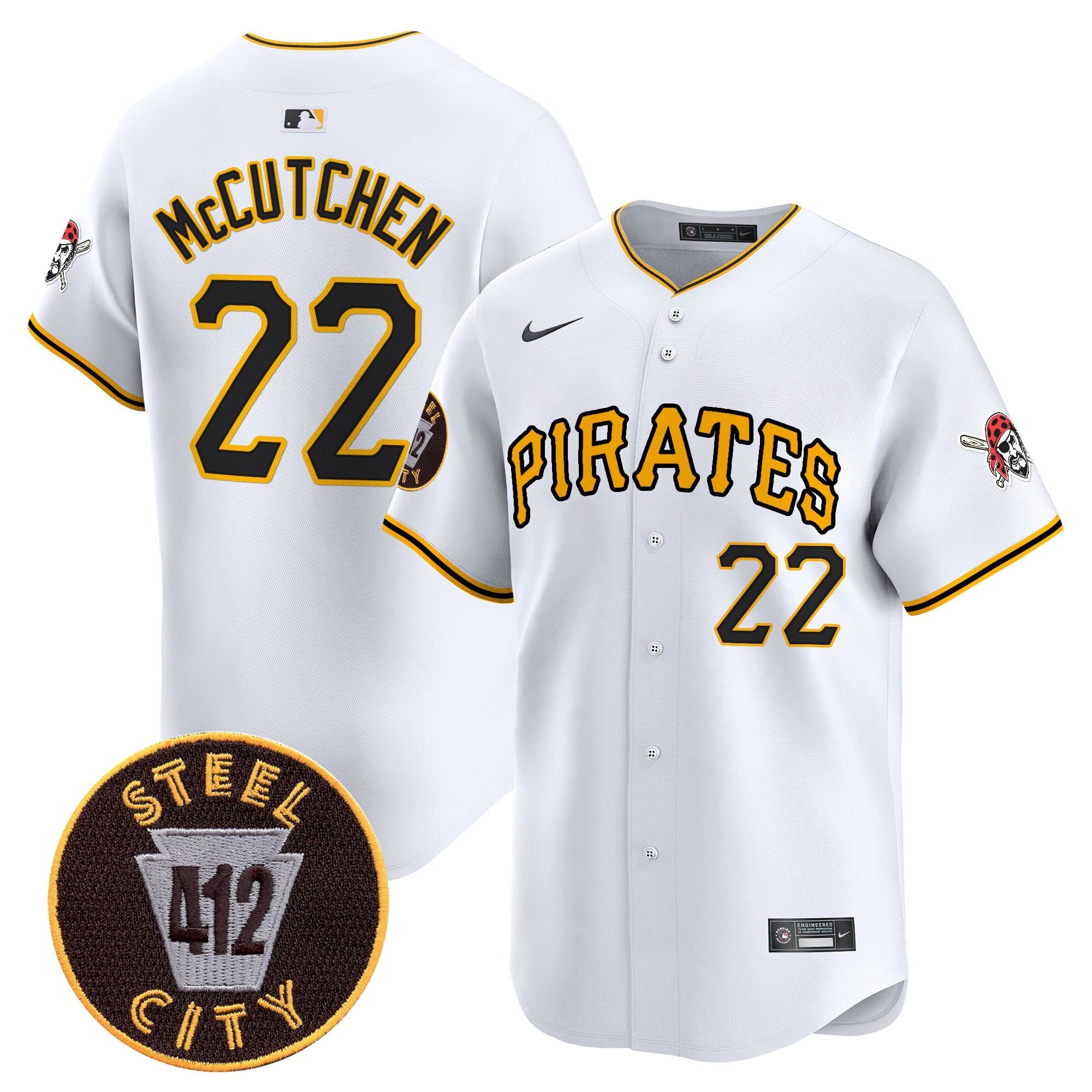 Men's Pittsburgh Pirates 412 Patch Vapor Premier Limited Jersey V3 - All Stitched