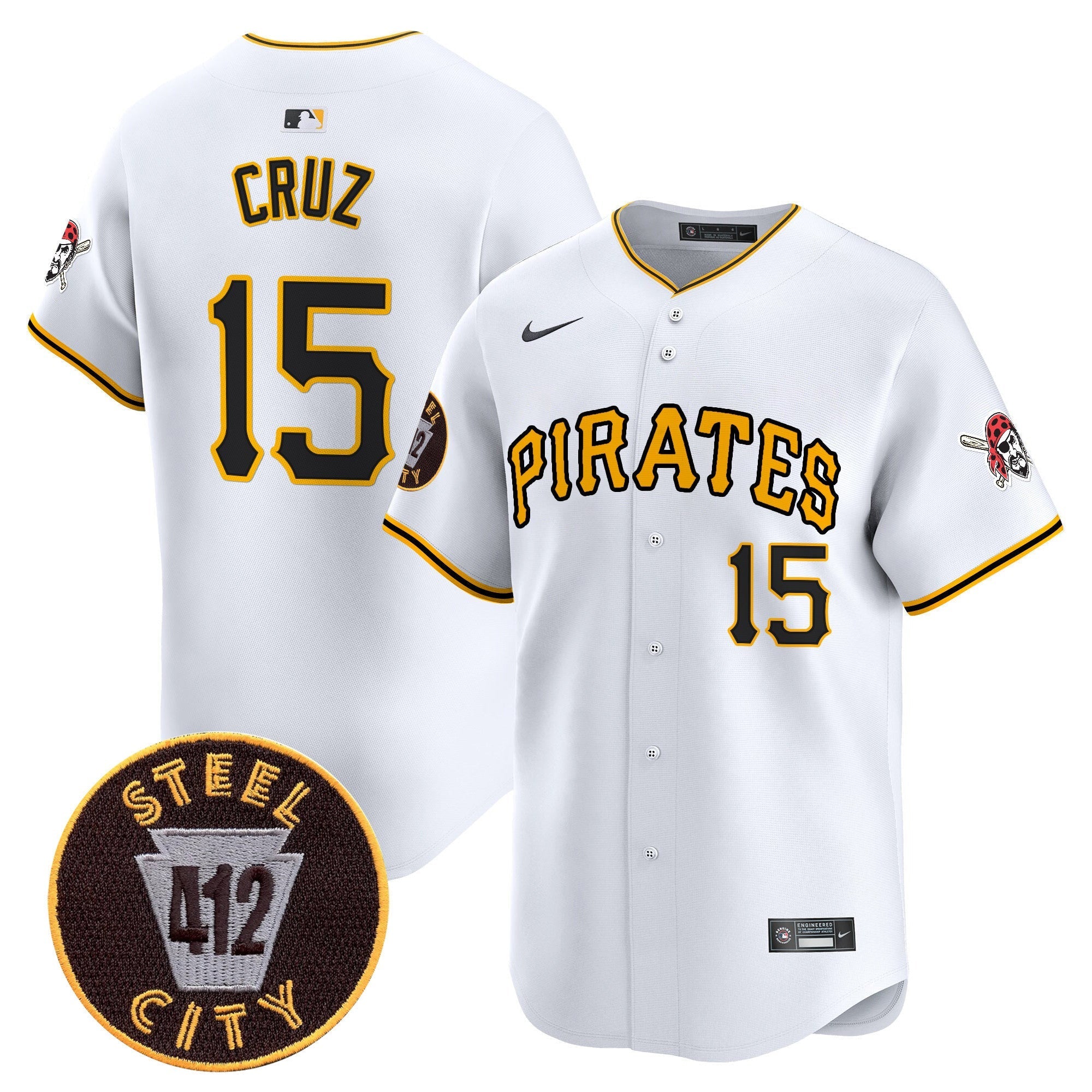 Men's Pittsburgh Pirates 412 Patch Vapor Premier Limited Jersey V3 - All Stitched
