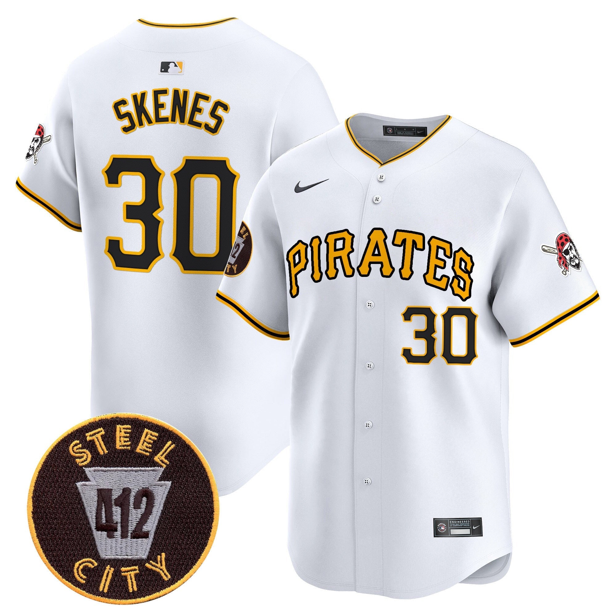 Men's Pittsburgh Pirates 412 Patch Vapor Premier Limited Jersey V3 - All Stitched