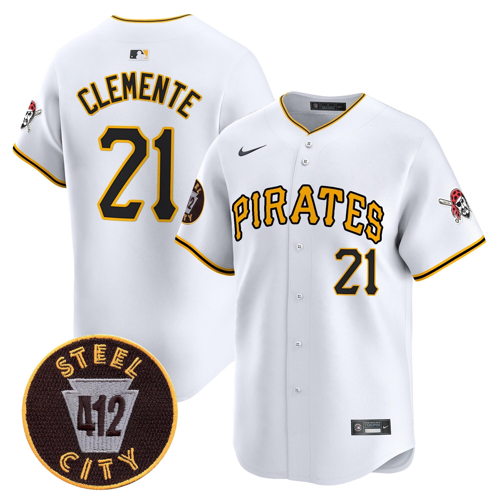 Men's Pittsburgh Pirates 412 Patch Vapor Premier Limited Jersey V3 - All Stitched