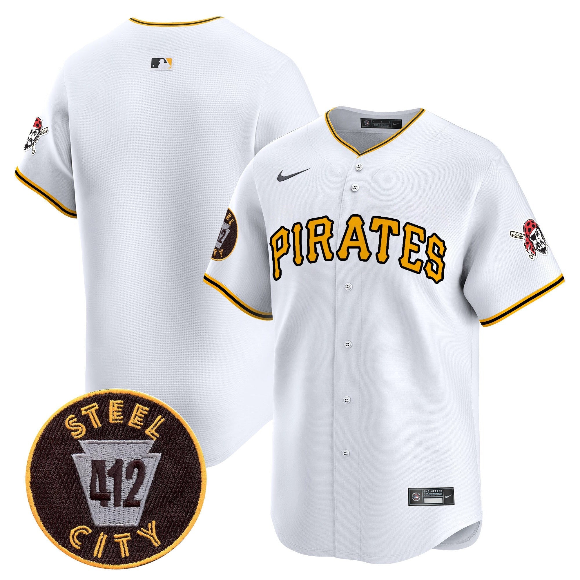 Men's Pittsburgh Pirates 412 Patch Vapor Premier Limited Jersey V3 - All Stitched