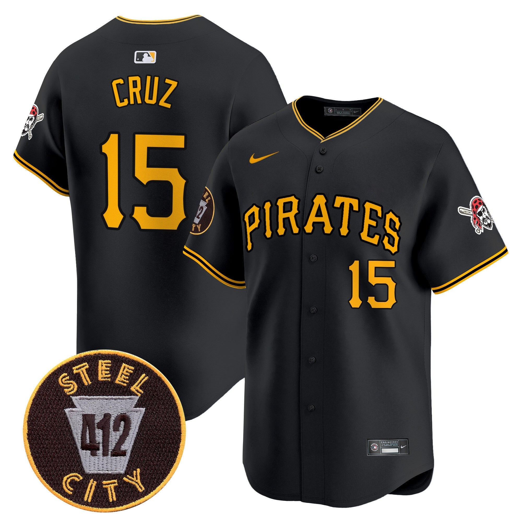 Men's Pittsburgh Pirates 412 Patch Vapor Premier Limited Jersey V3 - All Stitched