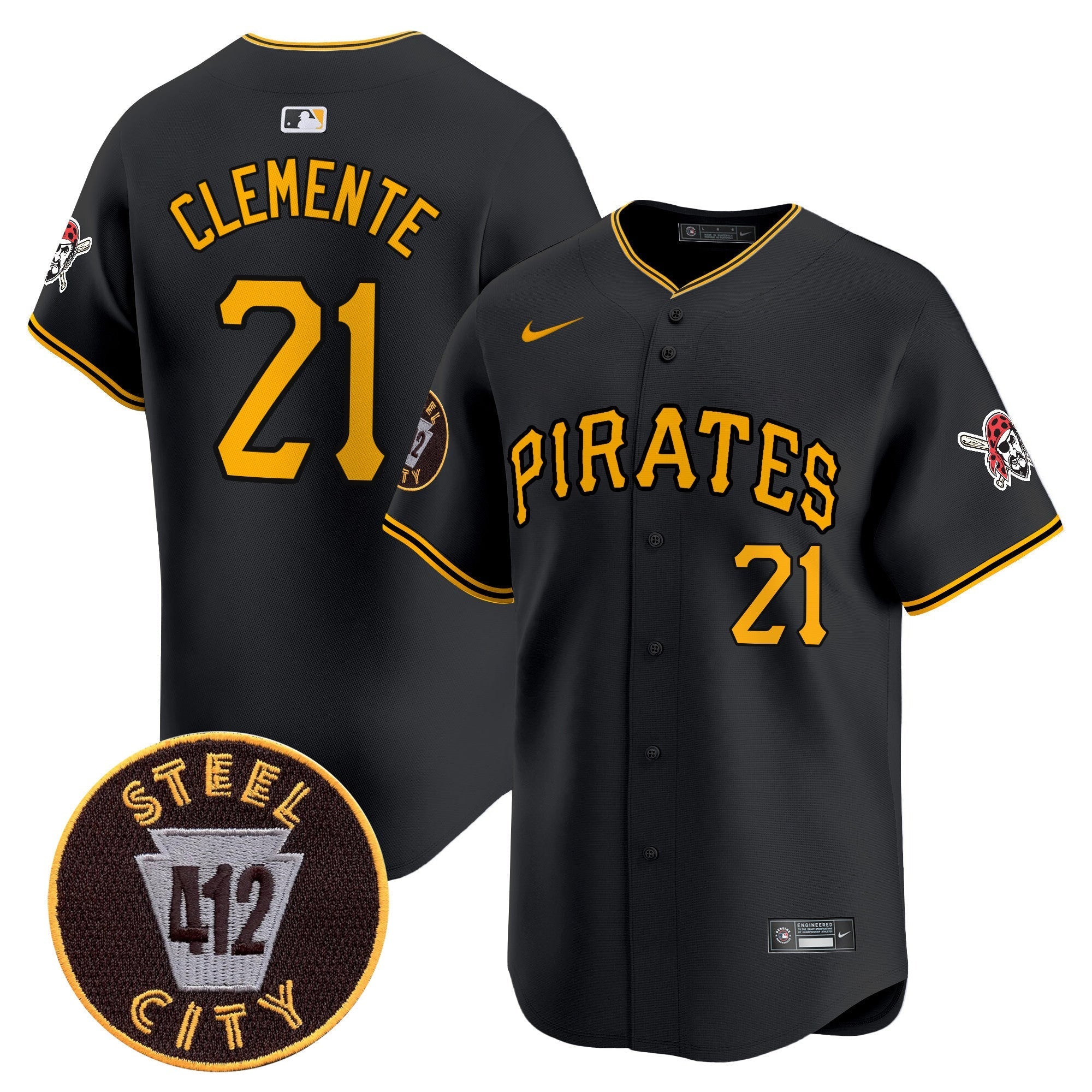 Men's Pittsburgh Pirates 412 Patch Vapor Premier Limited Jersey V3 - All Stitched
