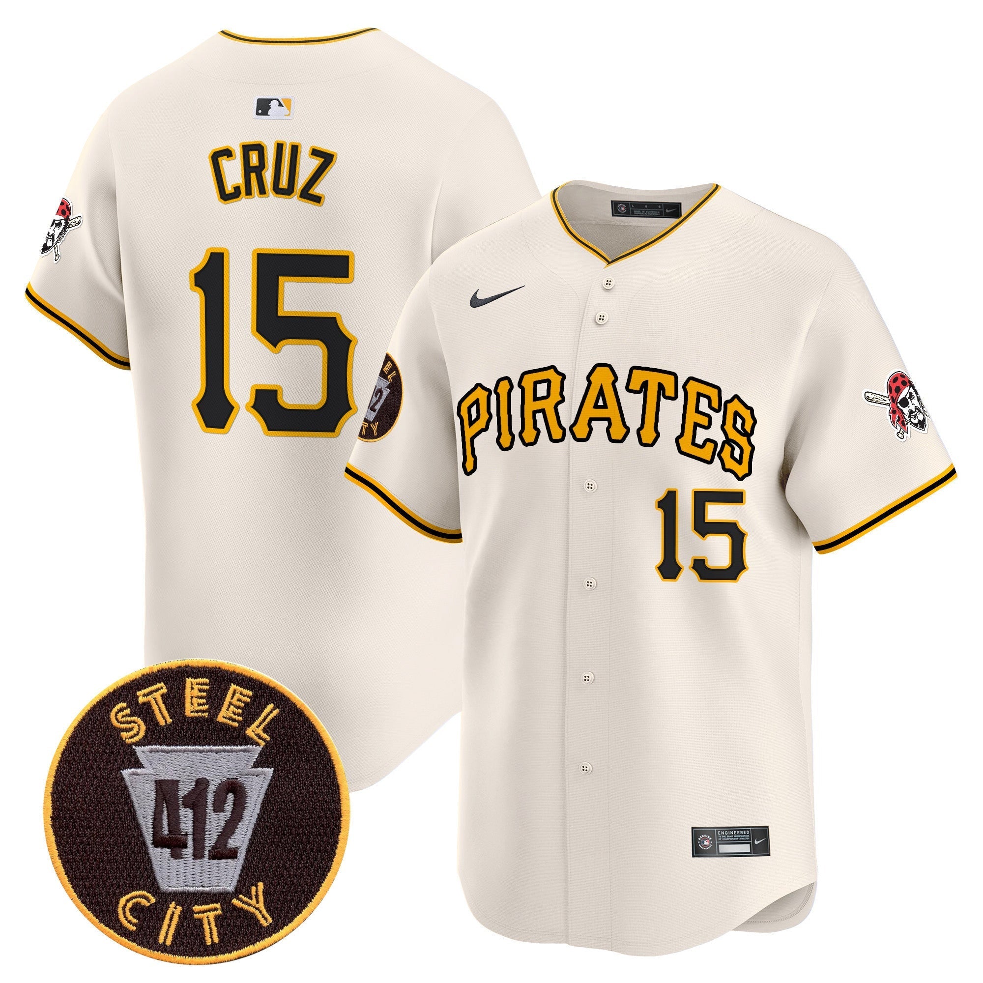 Men's Pittsburgh Pirates 412 Patch Vapor Premier Limited Jersey V3 - All Stitched