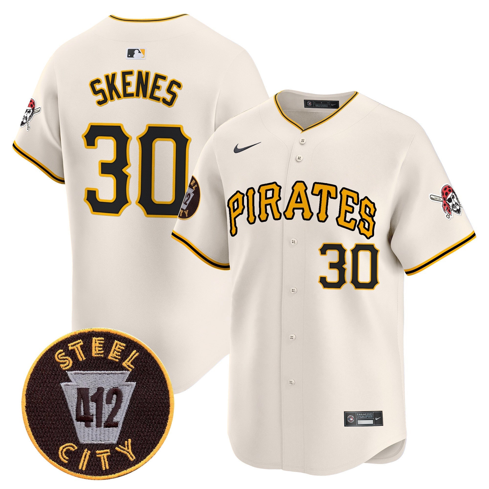 Men's Pittsburgh Pirates 412 Patch Vapor Premier Limited Jersey V3 - All Stitched