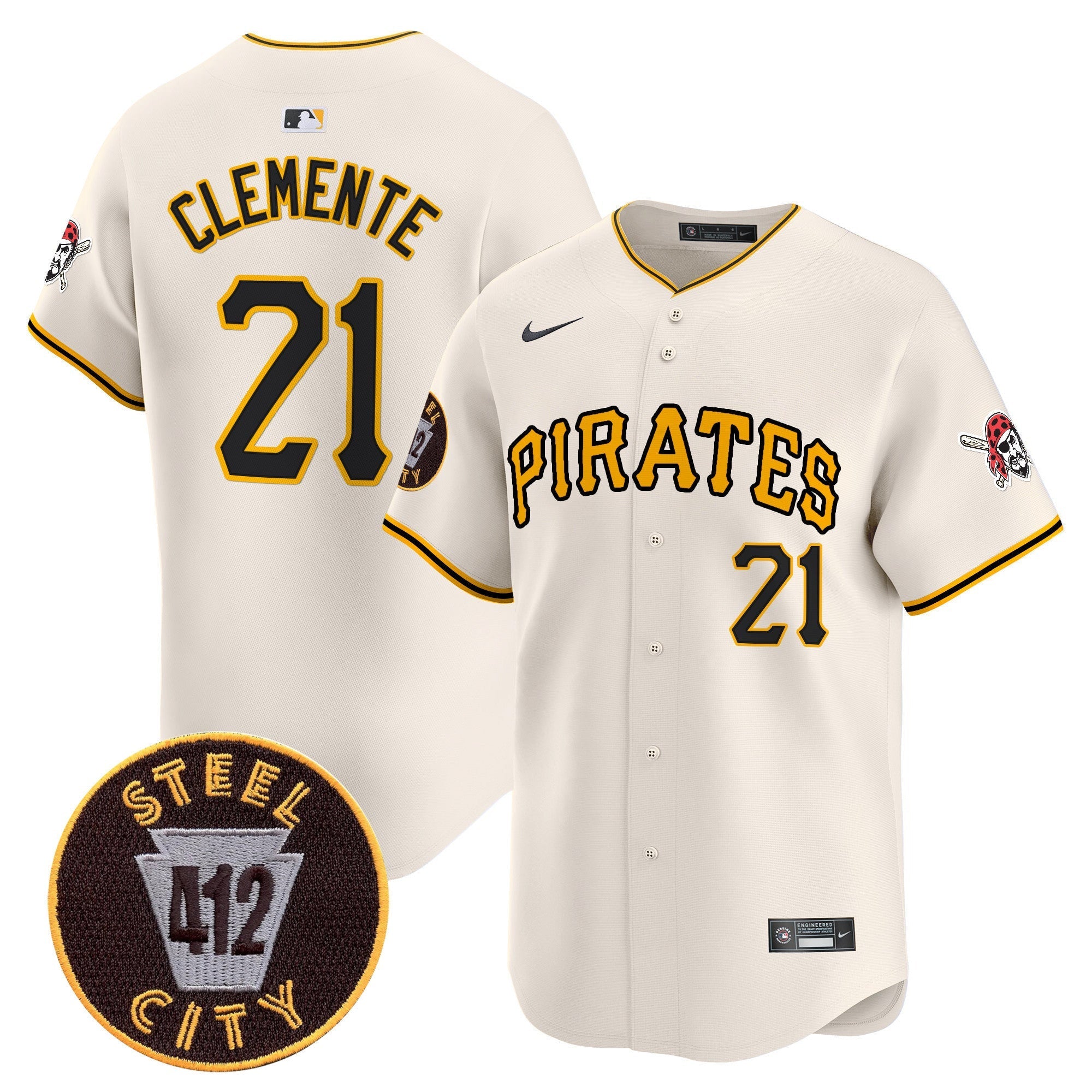 Men's Pittsburgh Pirates 412 Patch Vapor Premier Limited Jersey V3 - All Stitched
