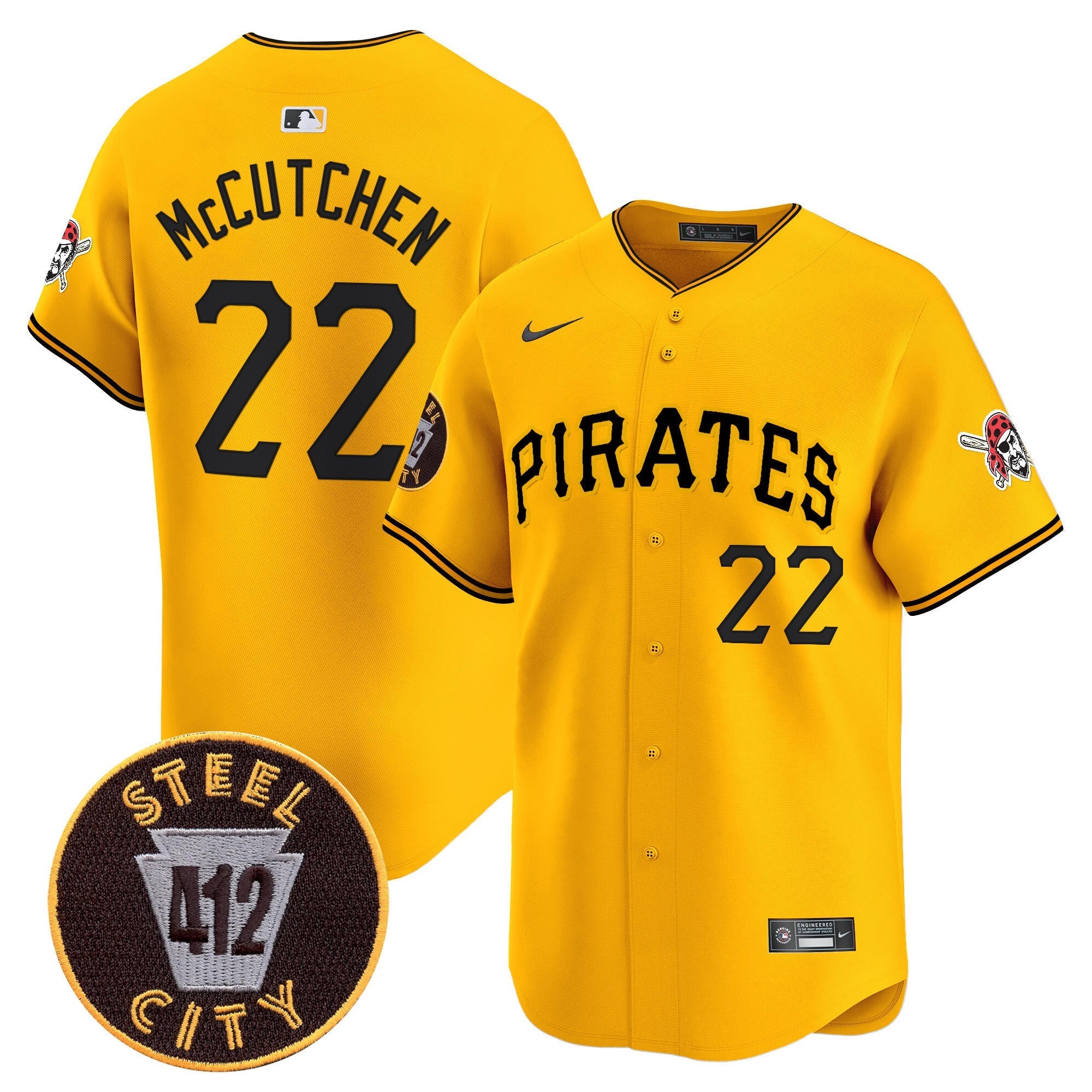 Men's Pittsburgh Pirates 412 Patch Vapor Premier Limited Jersey V3 - All Stitched