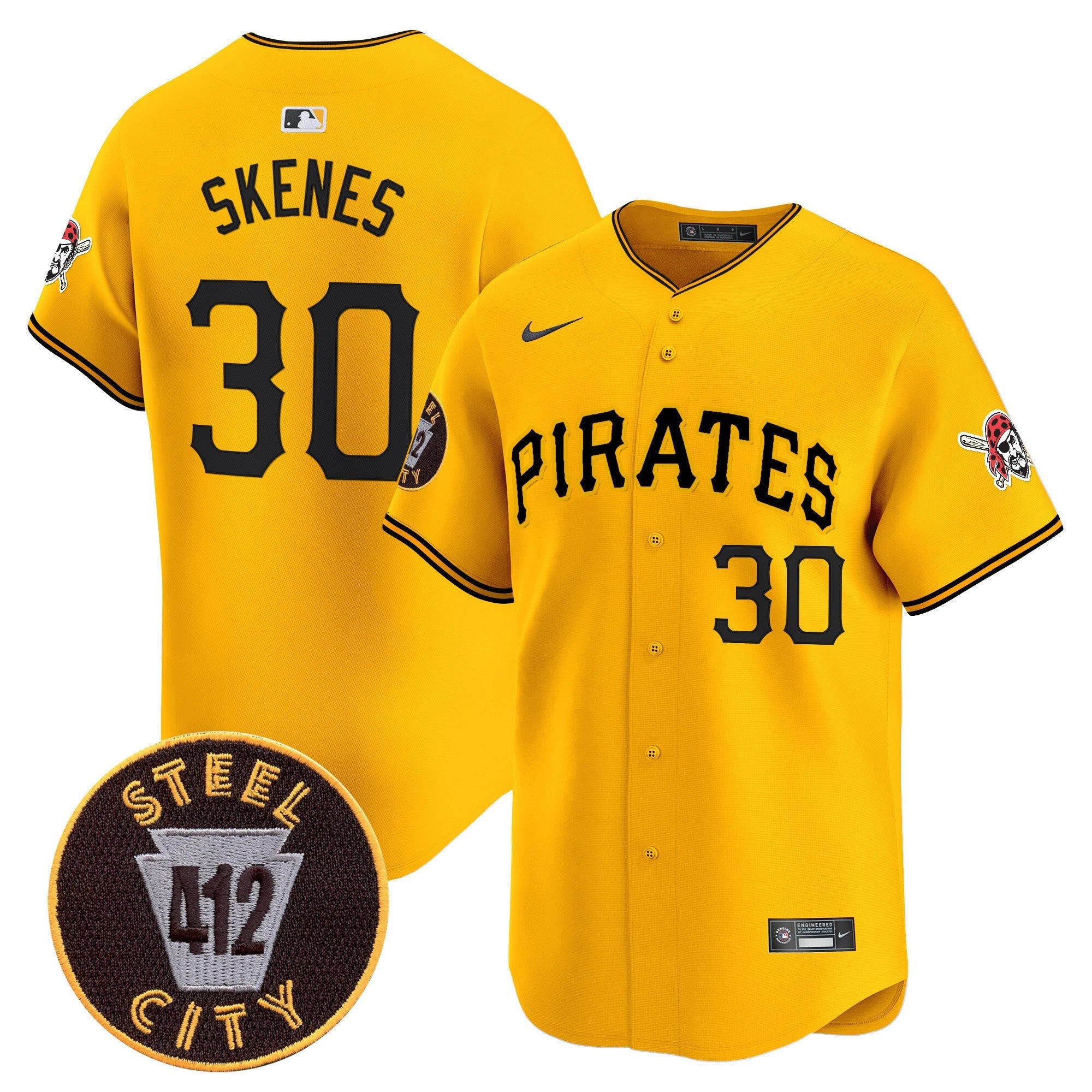 Men's Pittsburgh Pirates 412 Patch Vapor Premier Limited Jersey V3 - All Stitched