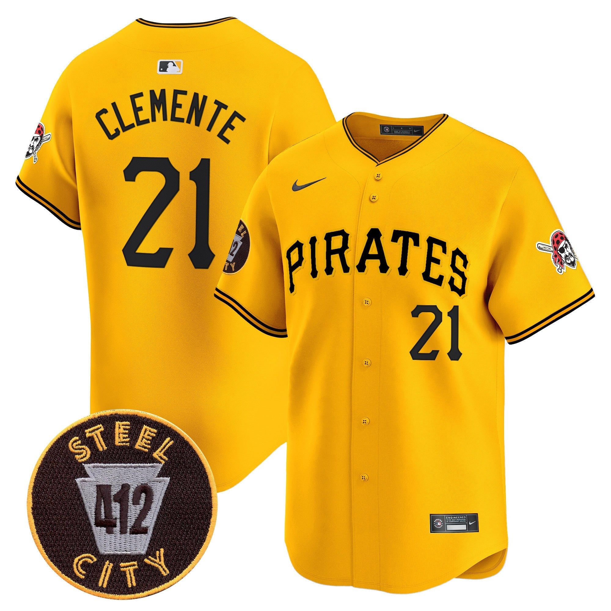 Men's Pittsburgh Pirates 412 Patch Vapor Premier Limited Jersey V3 - All Stitched