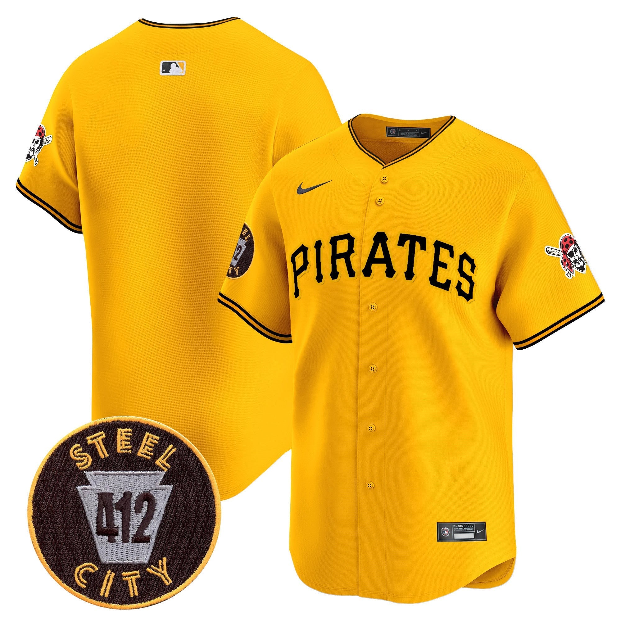 Men's Pittsburgh Pirates 412 Patch Vapor Premier Limited Jersey V3 - All Stitched