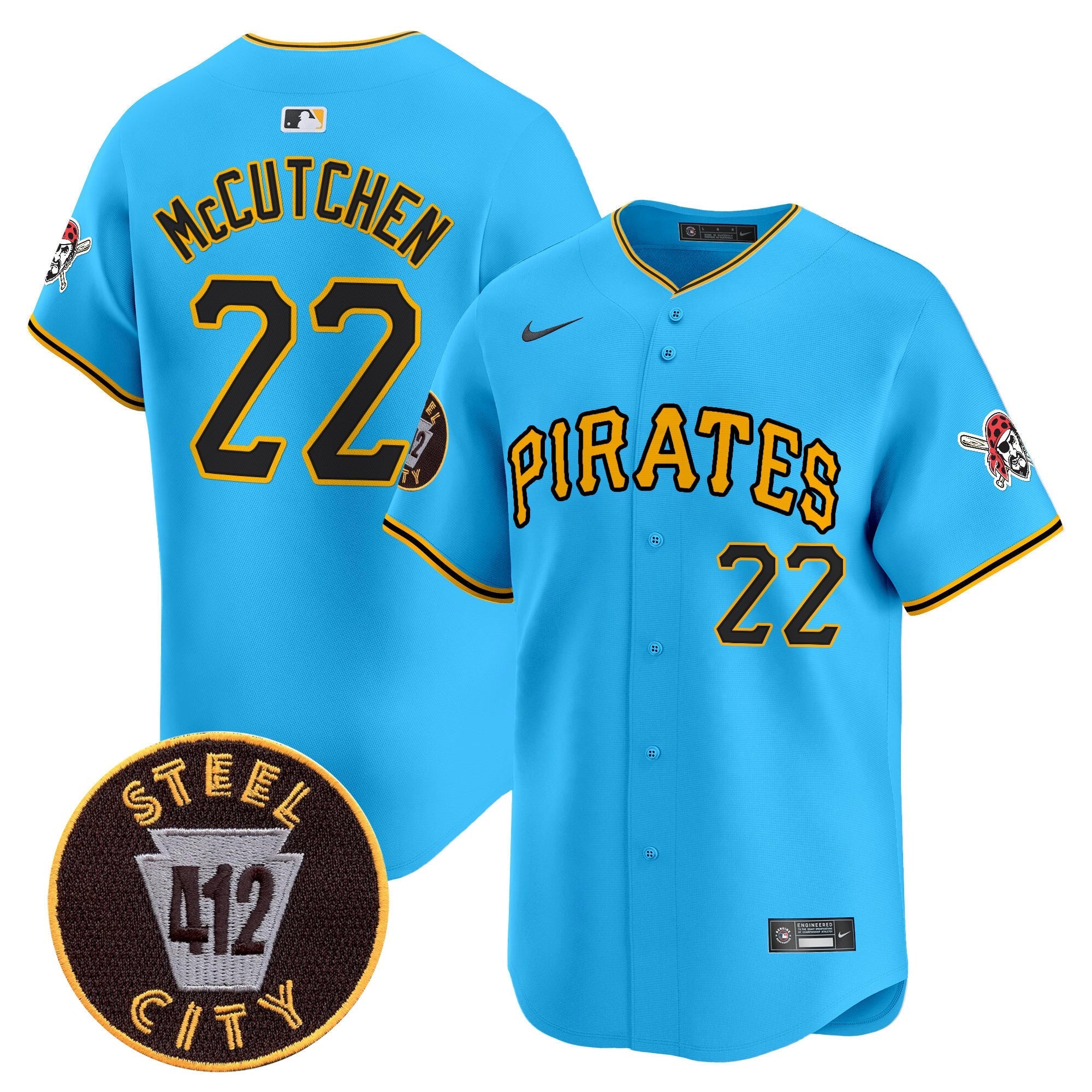 Men's Pittsburgh Pirates 412 Patch Vapor Premier Limited Jersey V3 - All Stitched