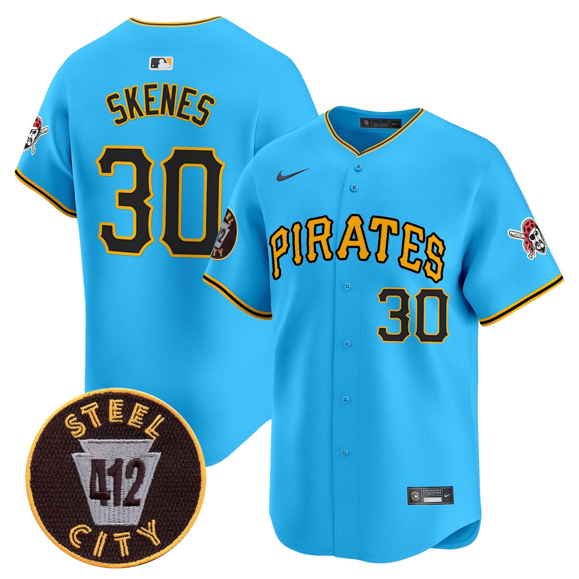 Men's Pittsburgh Pirates 412 Patch Vapor Premier Limited Jersey V3 - All Stitched