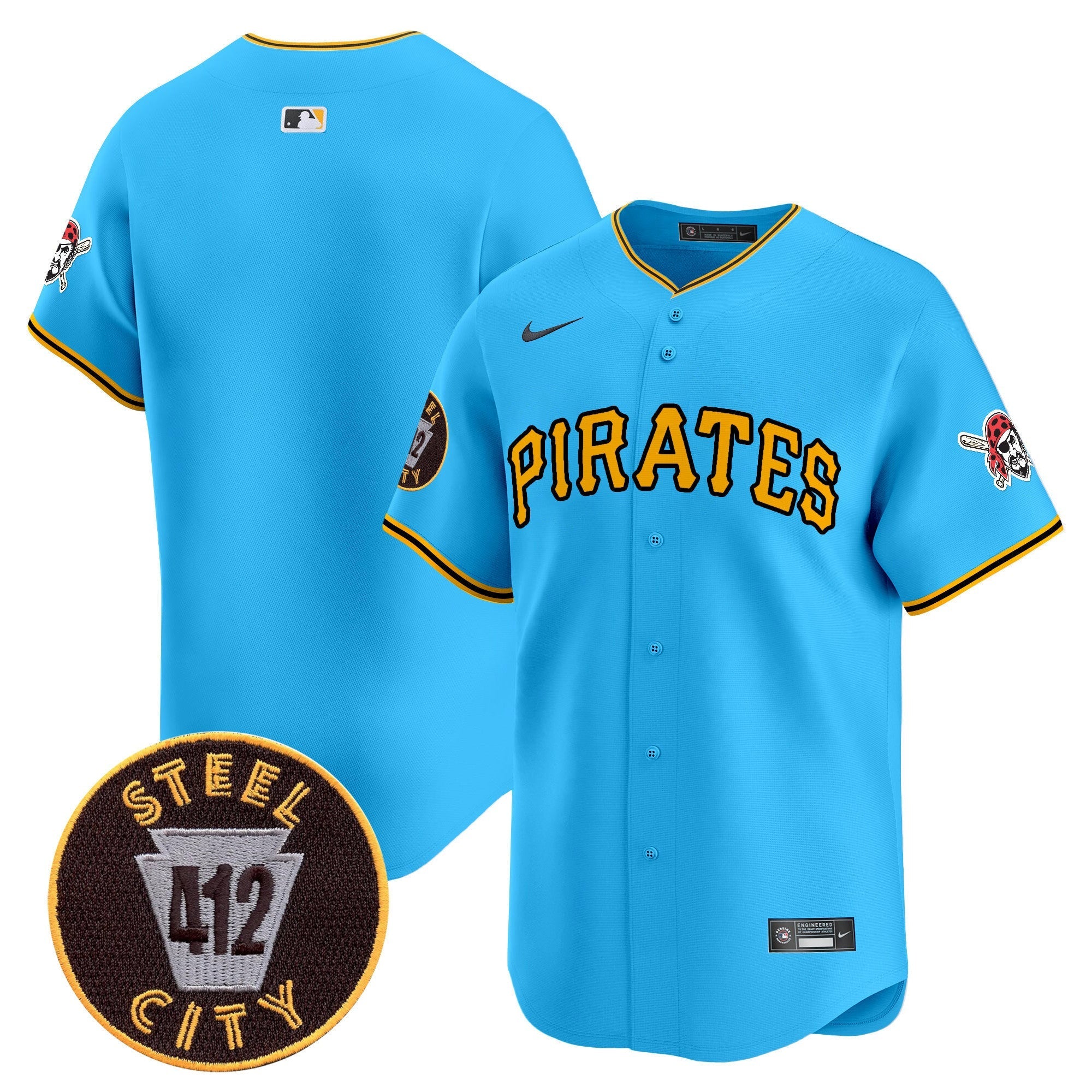 Men's Pittsburgh Pirates 412 Patch Vapor Premier Limited Jersey V3 - All Stitched