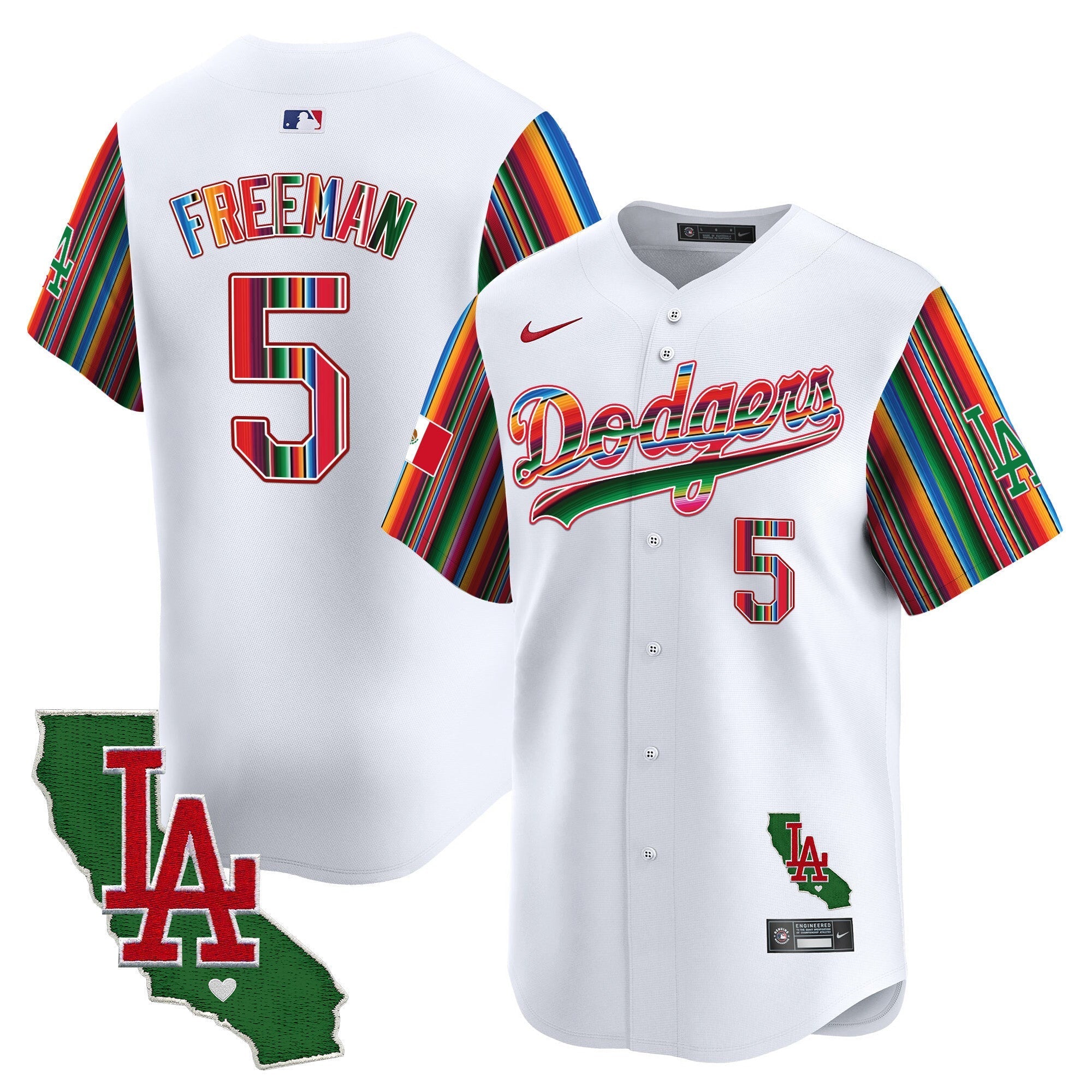 Men's Dodgers Mexico California Patch Vapor Premier Limited Jersey V5 - All Stitched