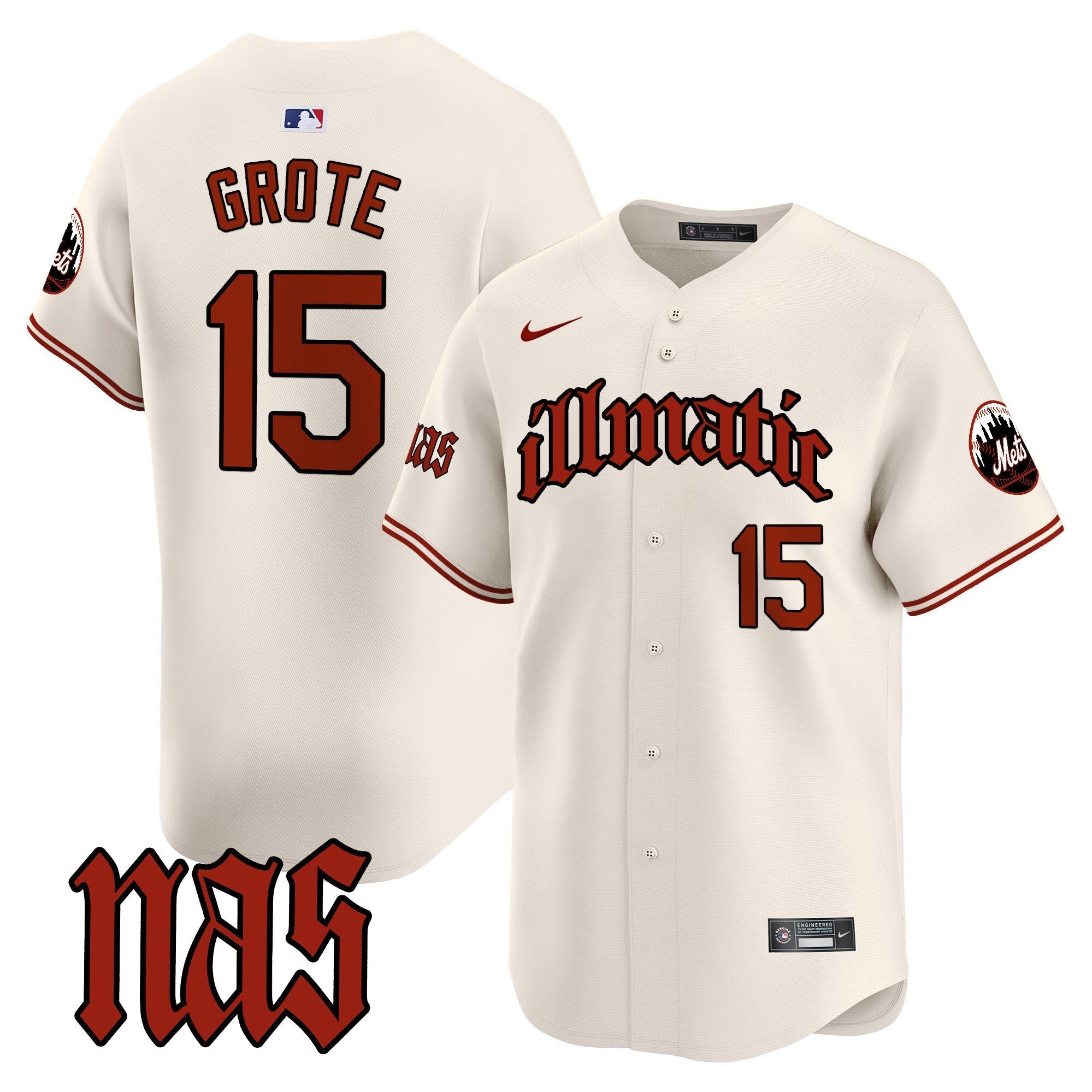 Men's Mets Nas Illmatic Vapor Premier Limited Jersey - All Stitched