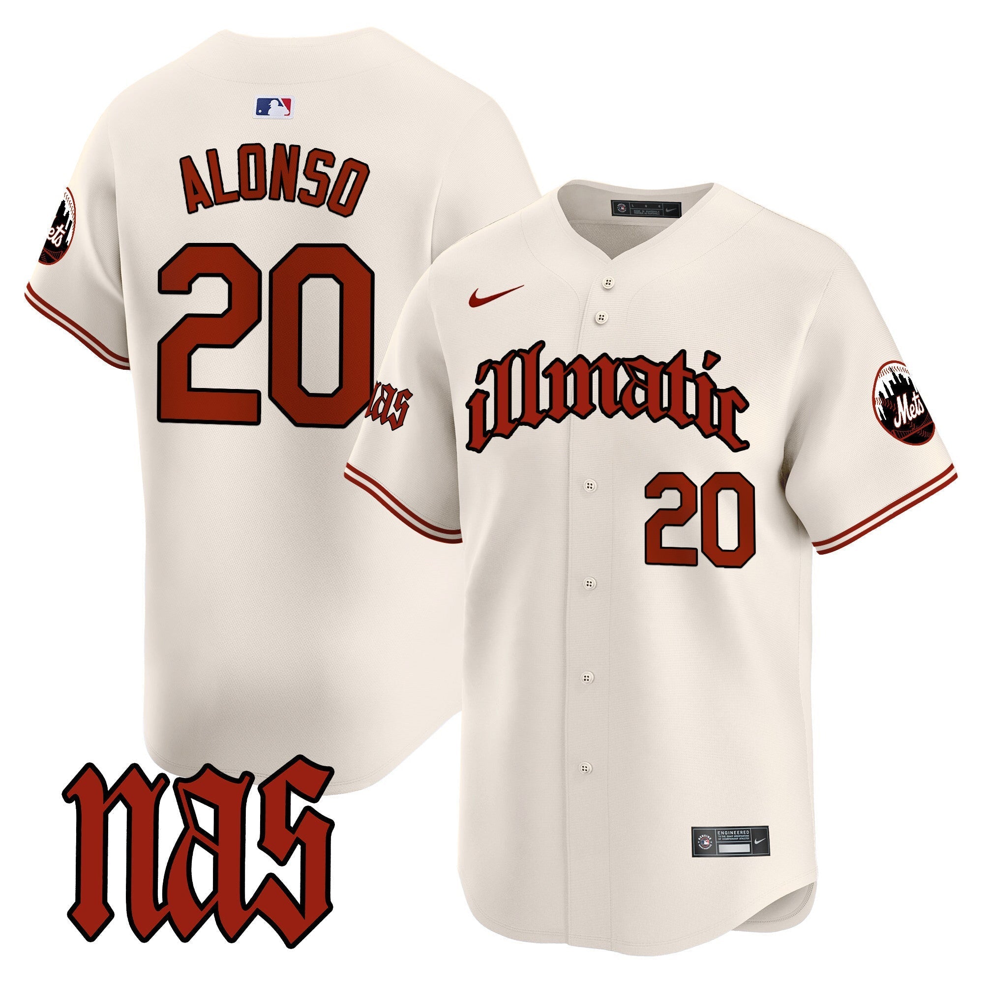 Men's Mets Nas Illmatic Vapor Premier Limited Jersey - All Stitched