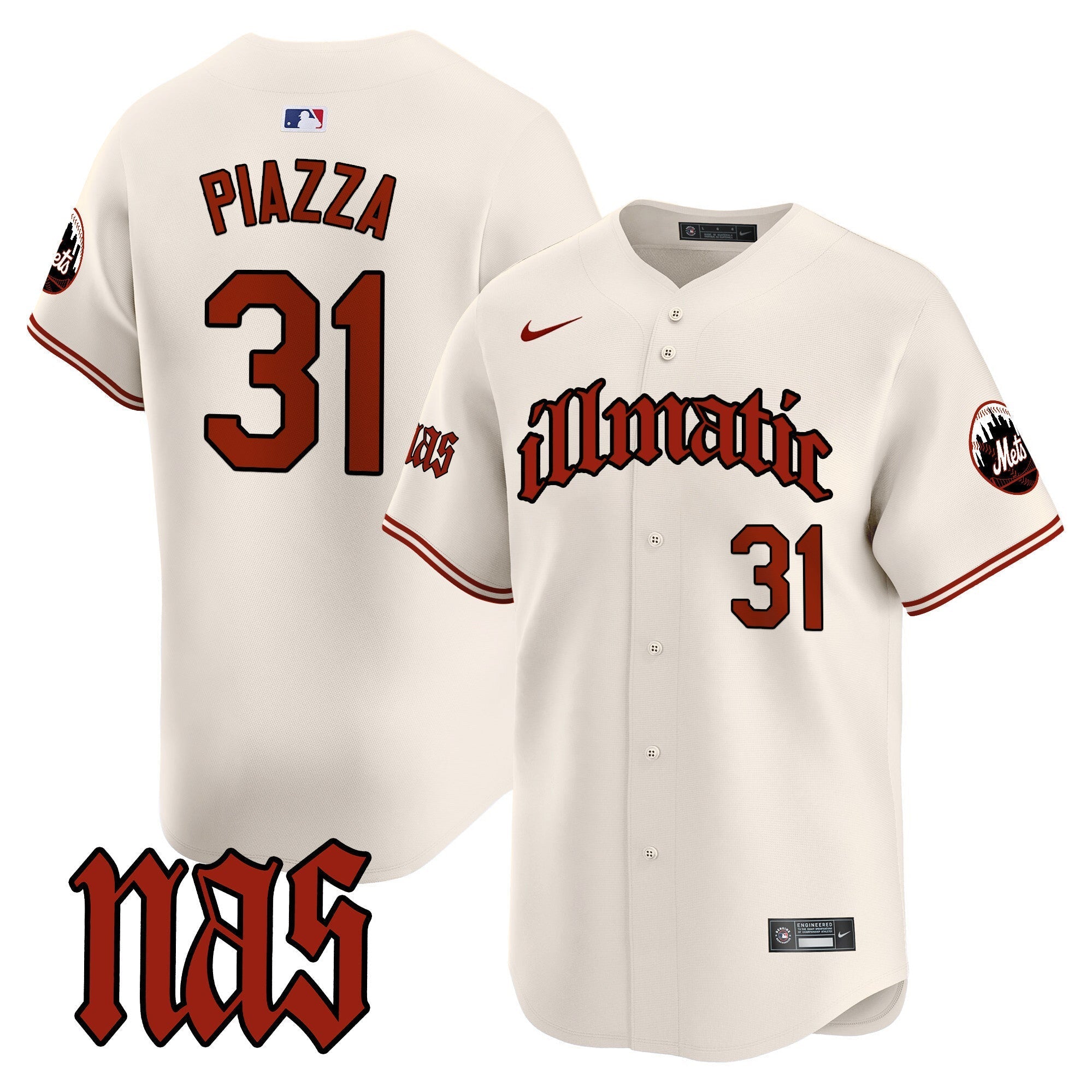 Men's Mets Nas Illmatic Vapor Premier Limited Jersey - All Stitched