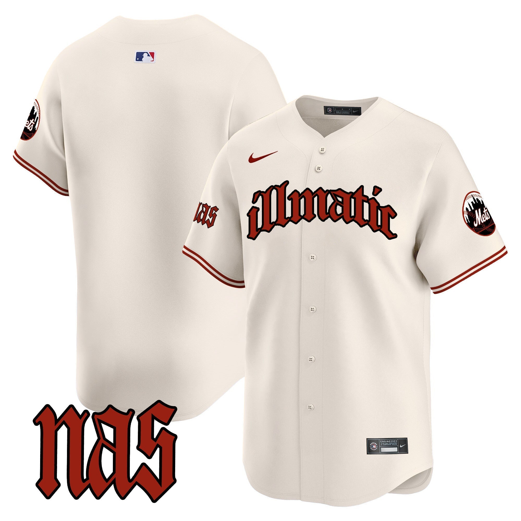 Men's Mets Nas Illmatic Vapor Premier Limited Jersey - All Stitched