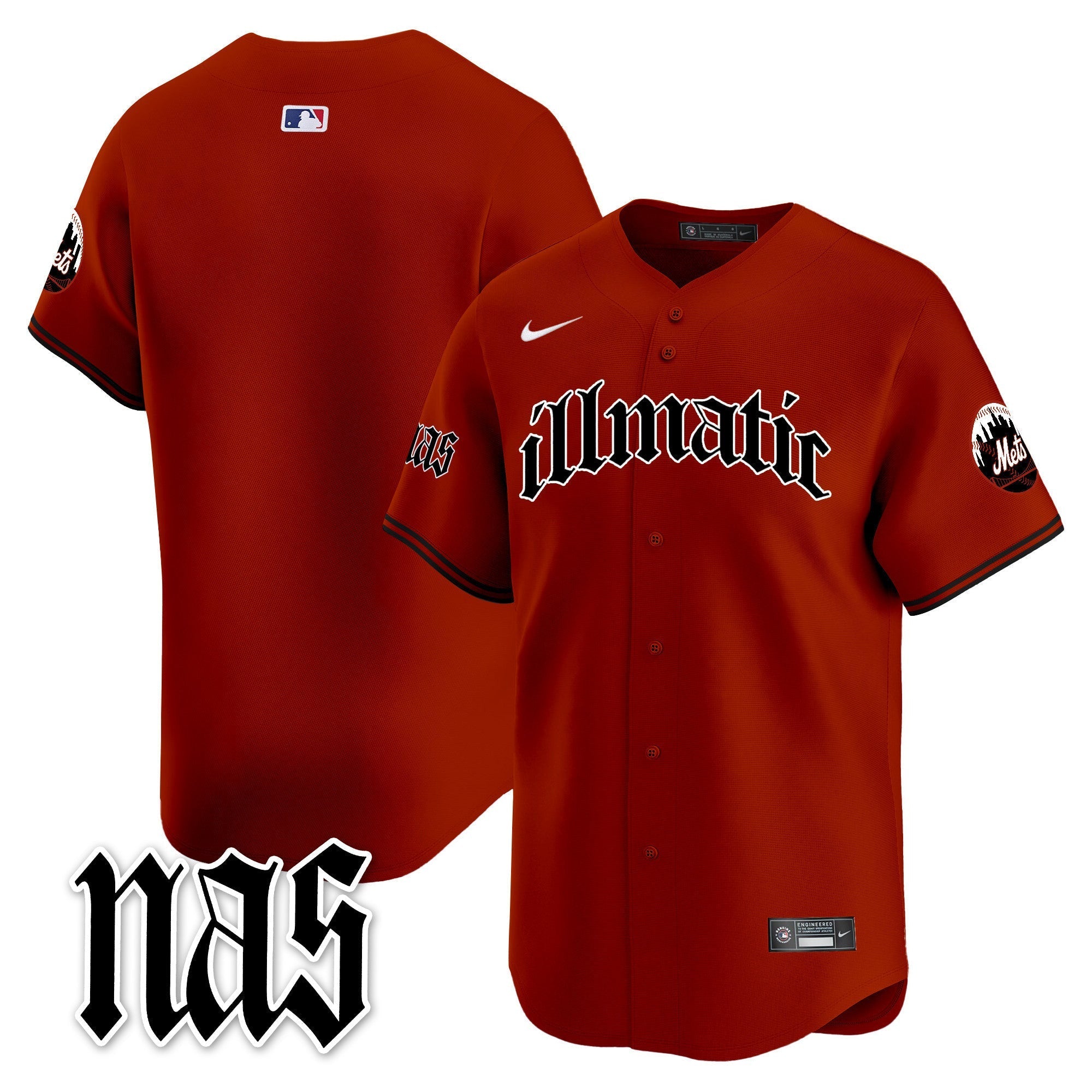 Men's Mets Nas Illmatic Vapor Premier Limited Jersey - All Stitched