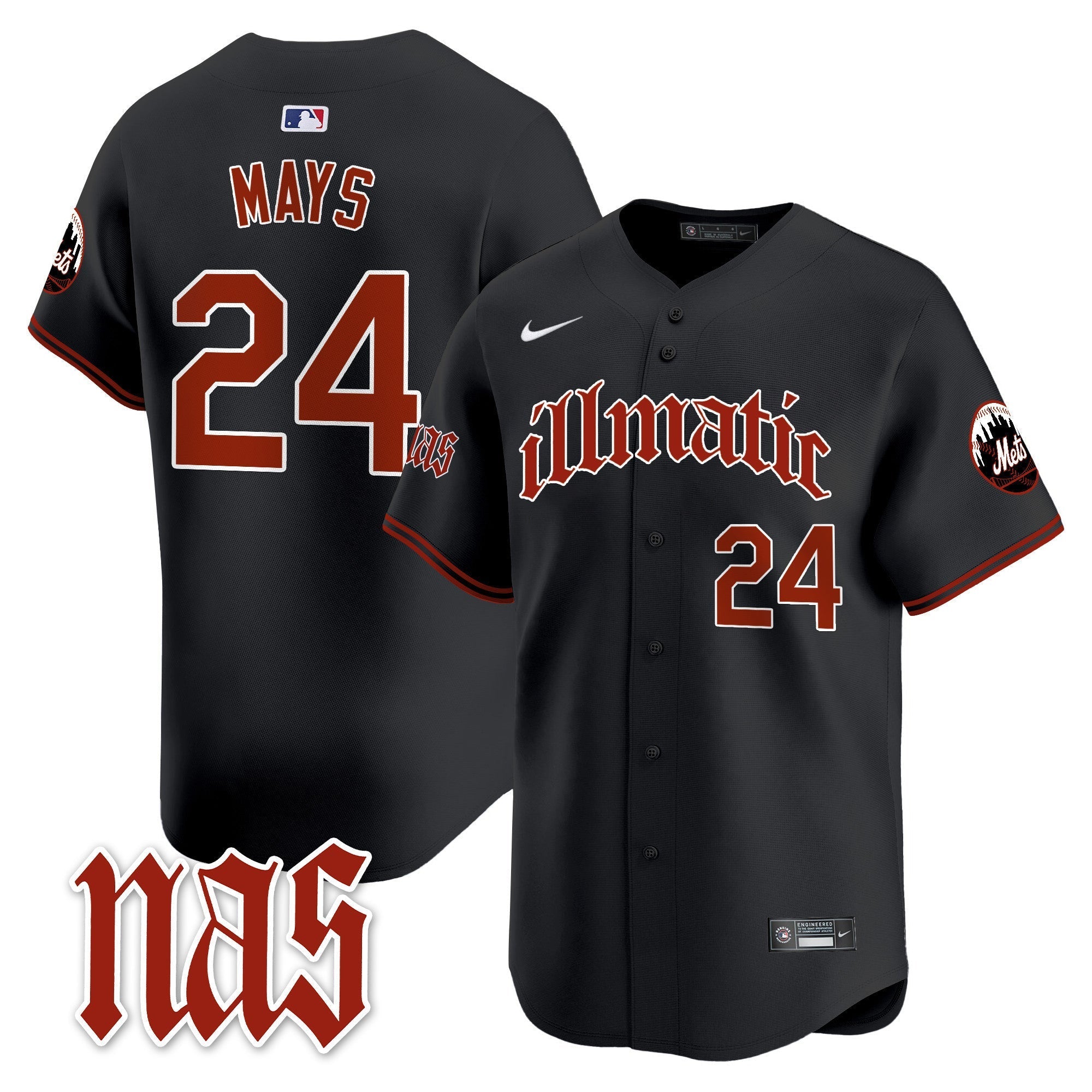 Men's Mets Nas Illmatic Vapor Premier Limited Jersey - All Stitched