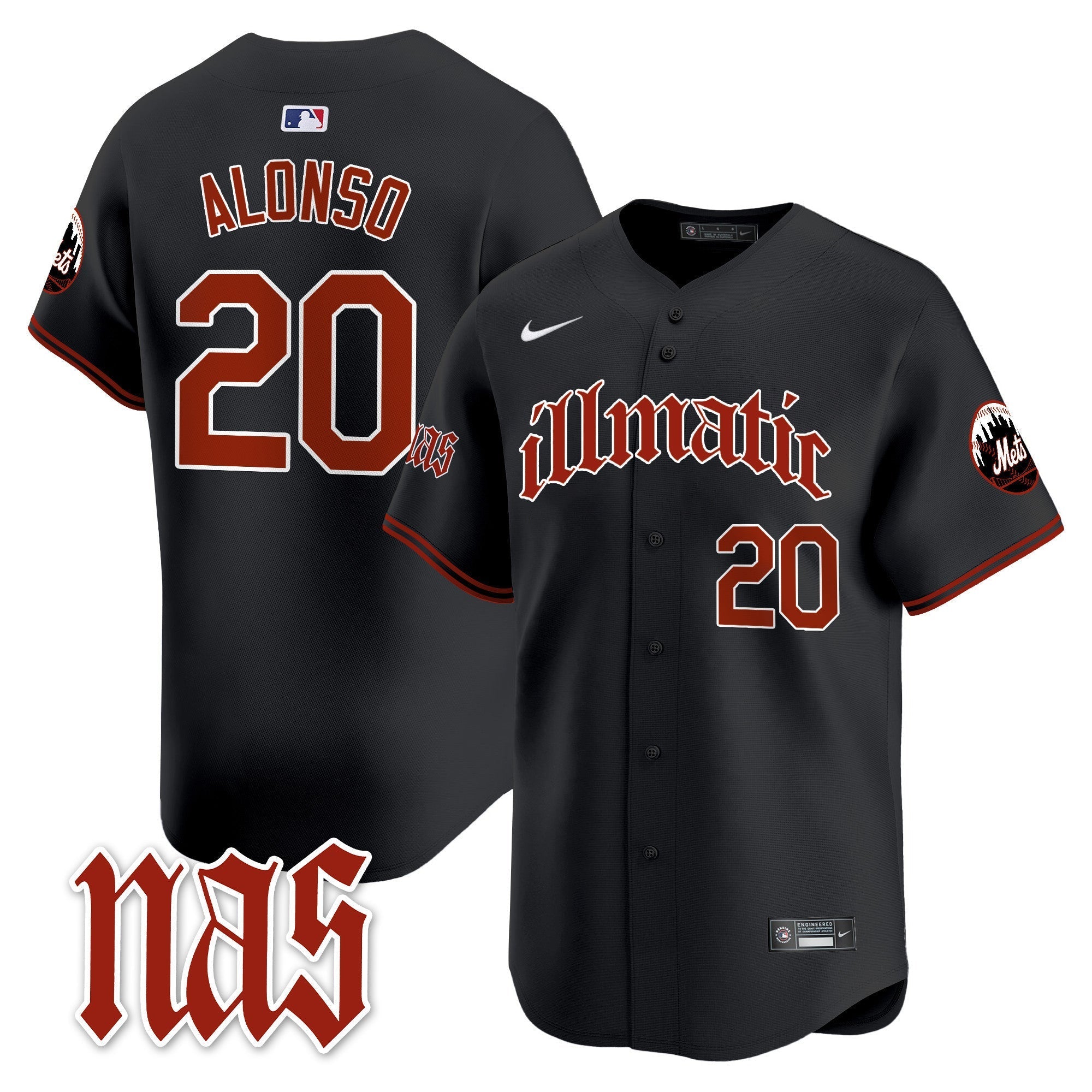 Men's Mets Nas Illmatic Vapor Premier Limited Jersey - All Stitched
