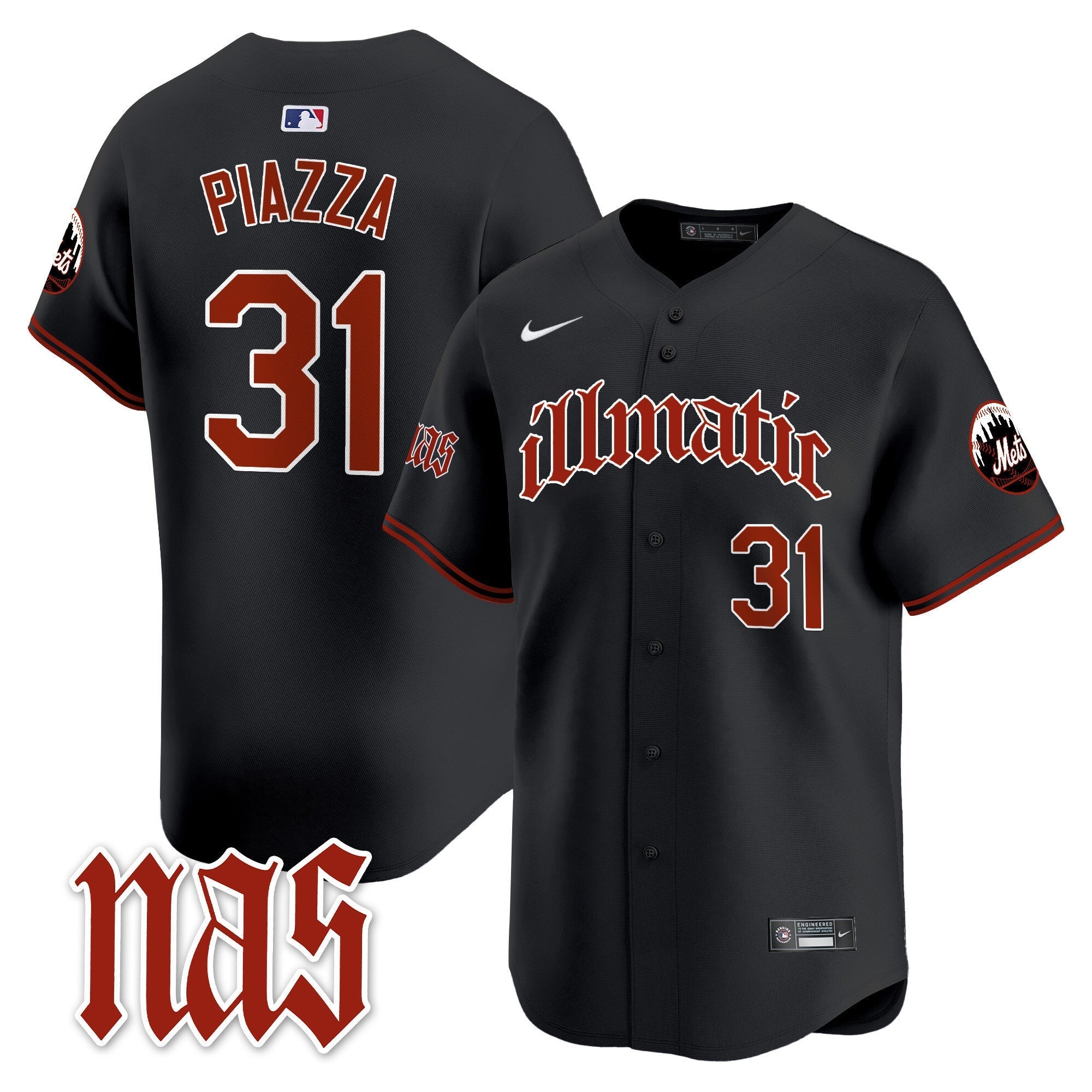 Men's Mets Nas Illmatic Vapor Premier Limited Jersey - All Stitched