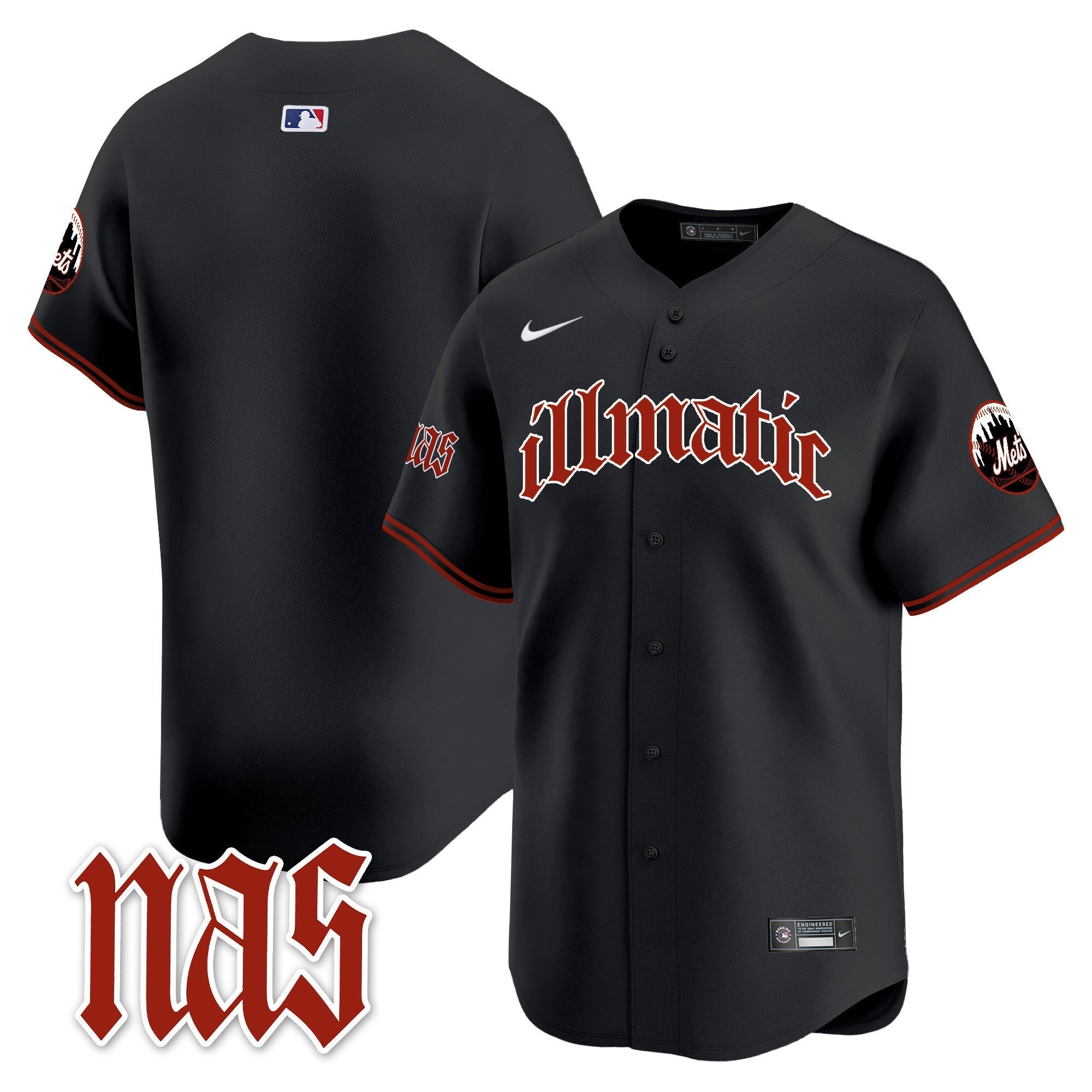 Men's Mets Nas Illmatic Vapor Premier Limited Jersey - All Stitched